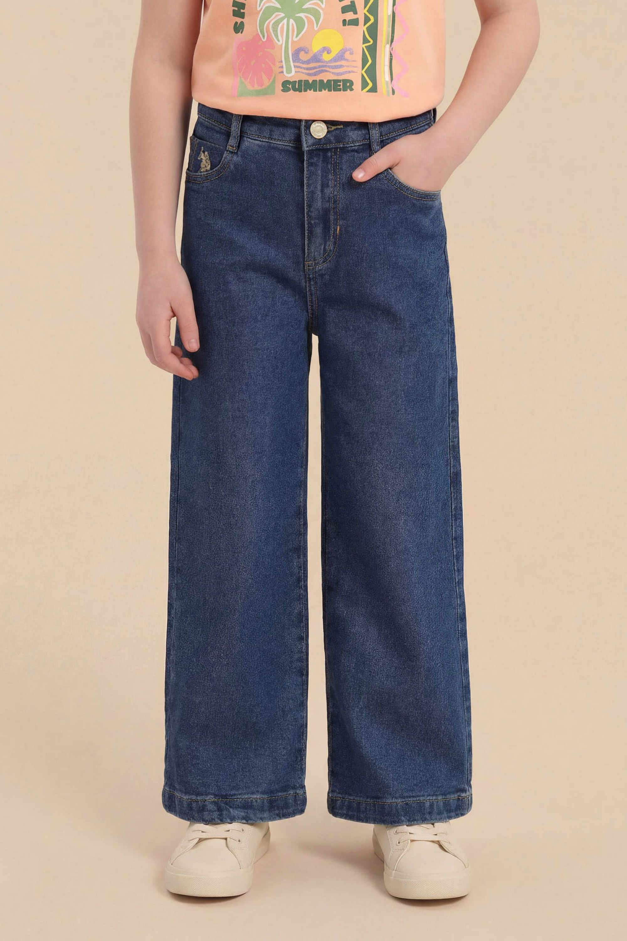 Solid-Cotton-Wide-leg-fit-Girls-Jeans