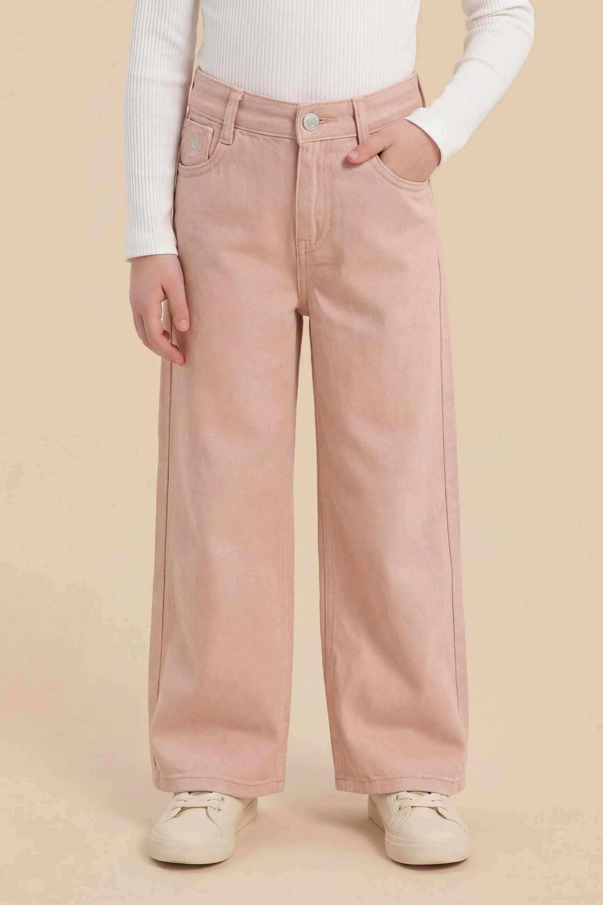 Solid-Cotton-Wide-leg-fit-Girls-Jeans