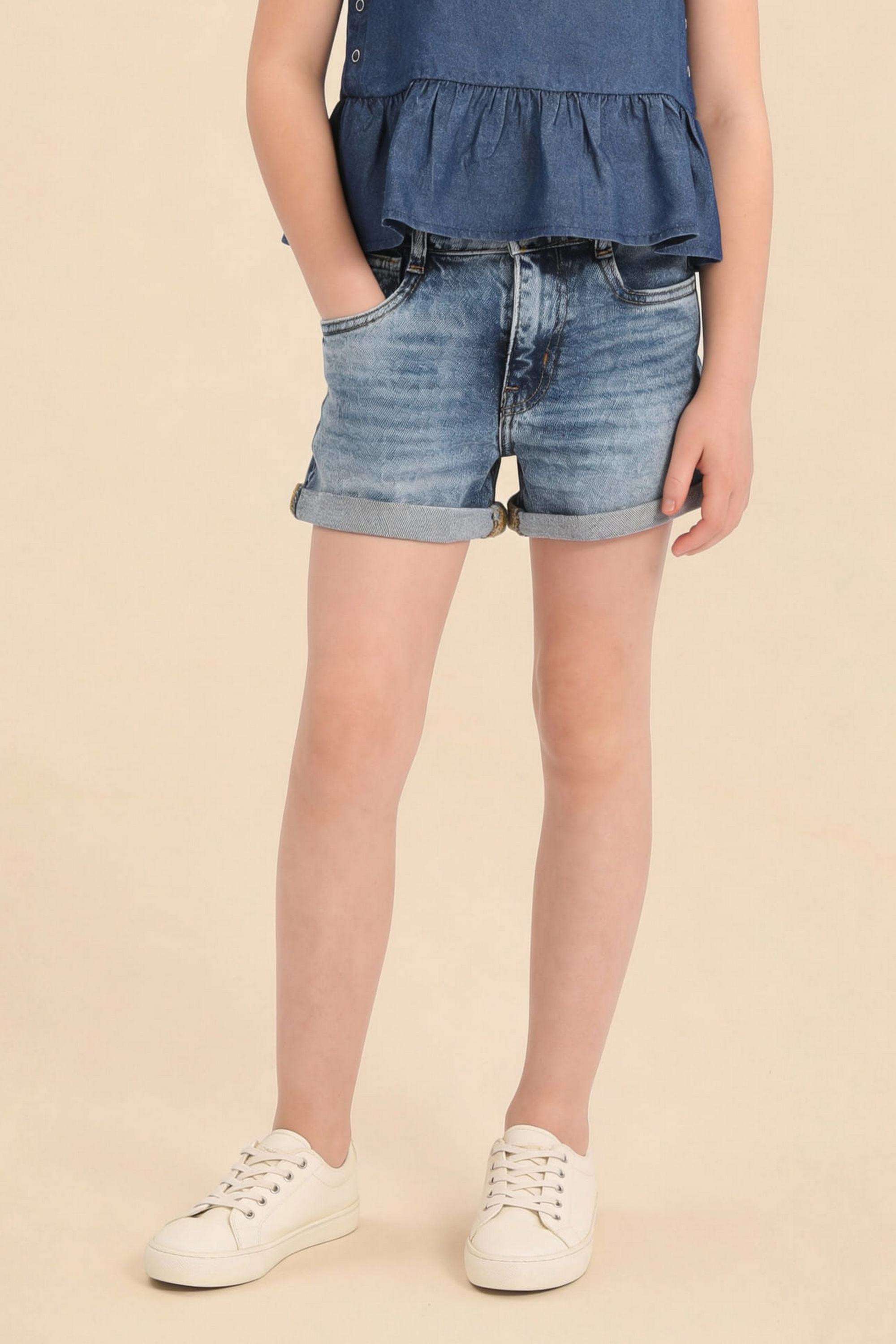 Solid-Cotton-Regular-Fit-Girls-Shorts