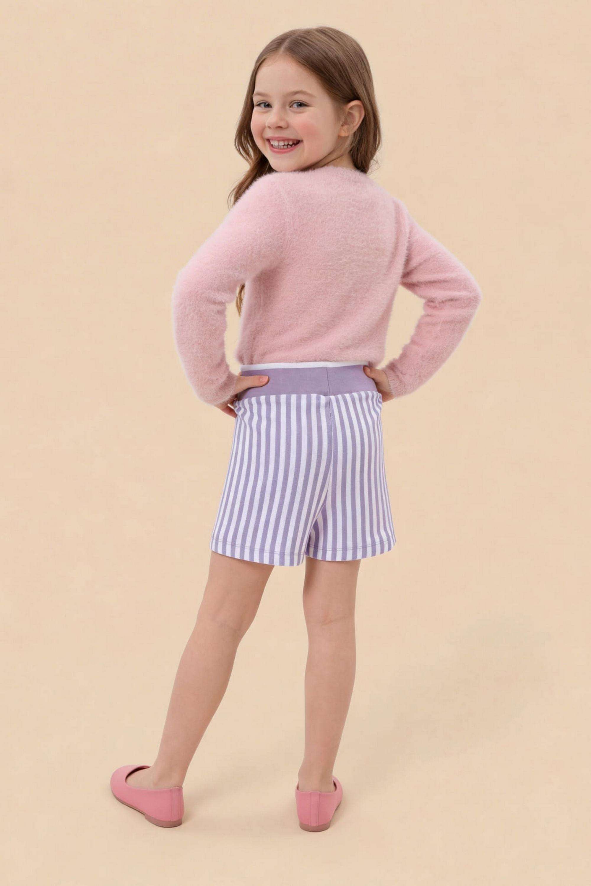 Stripes-Cotton-Regular-fit-Girls-Shorts