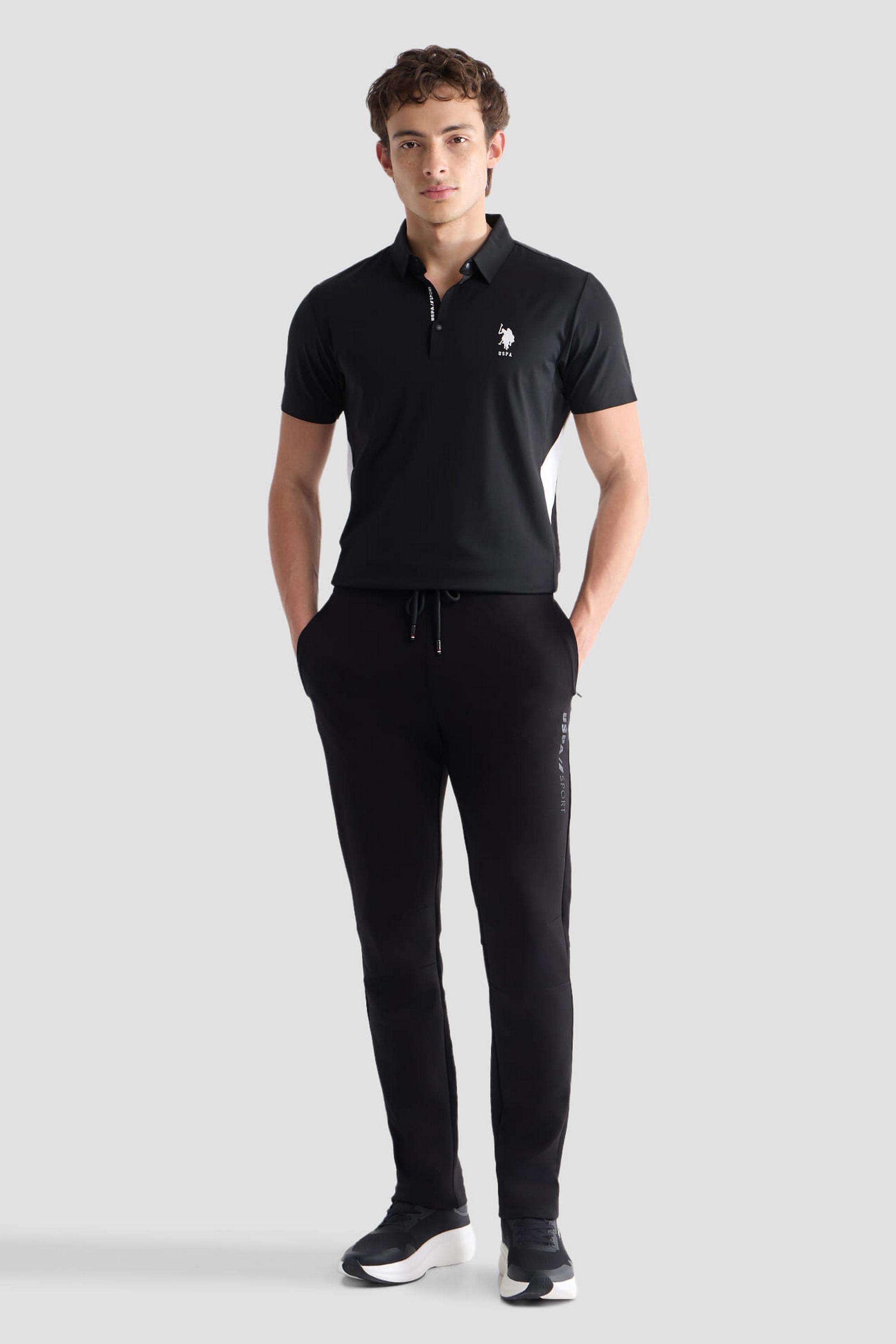 Buy U.S. Polo Assn. Black Solid Nylon Polo Men's T-Shirt