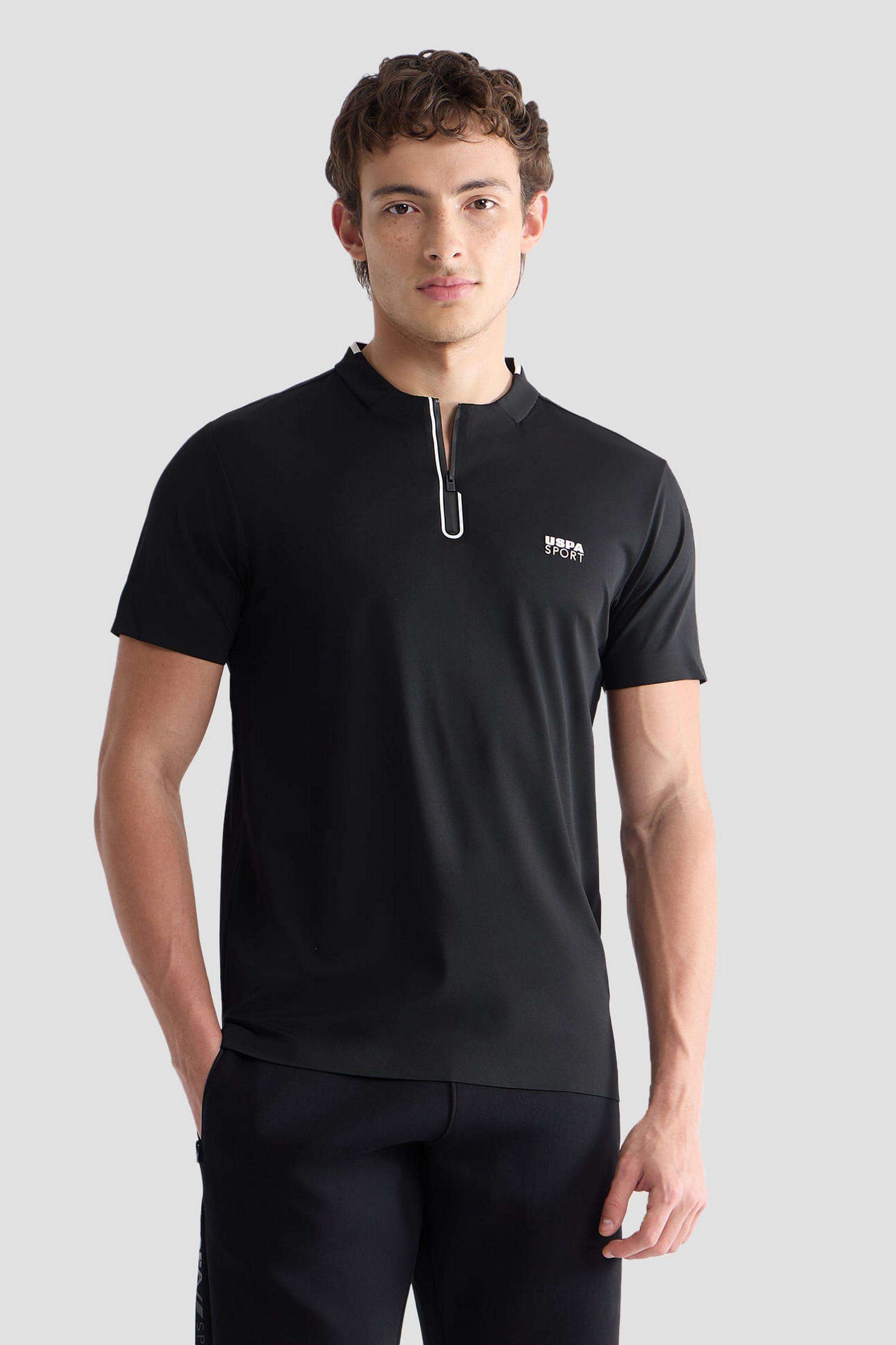 Solid-Polyester-High-Neck-Men-s-T-Shirt