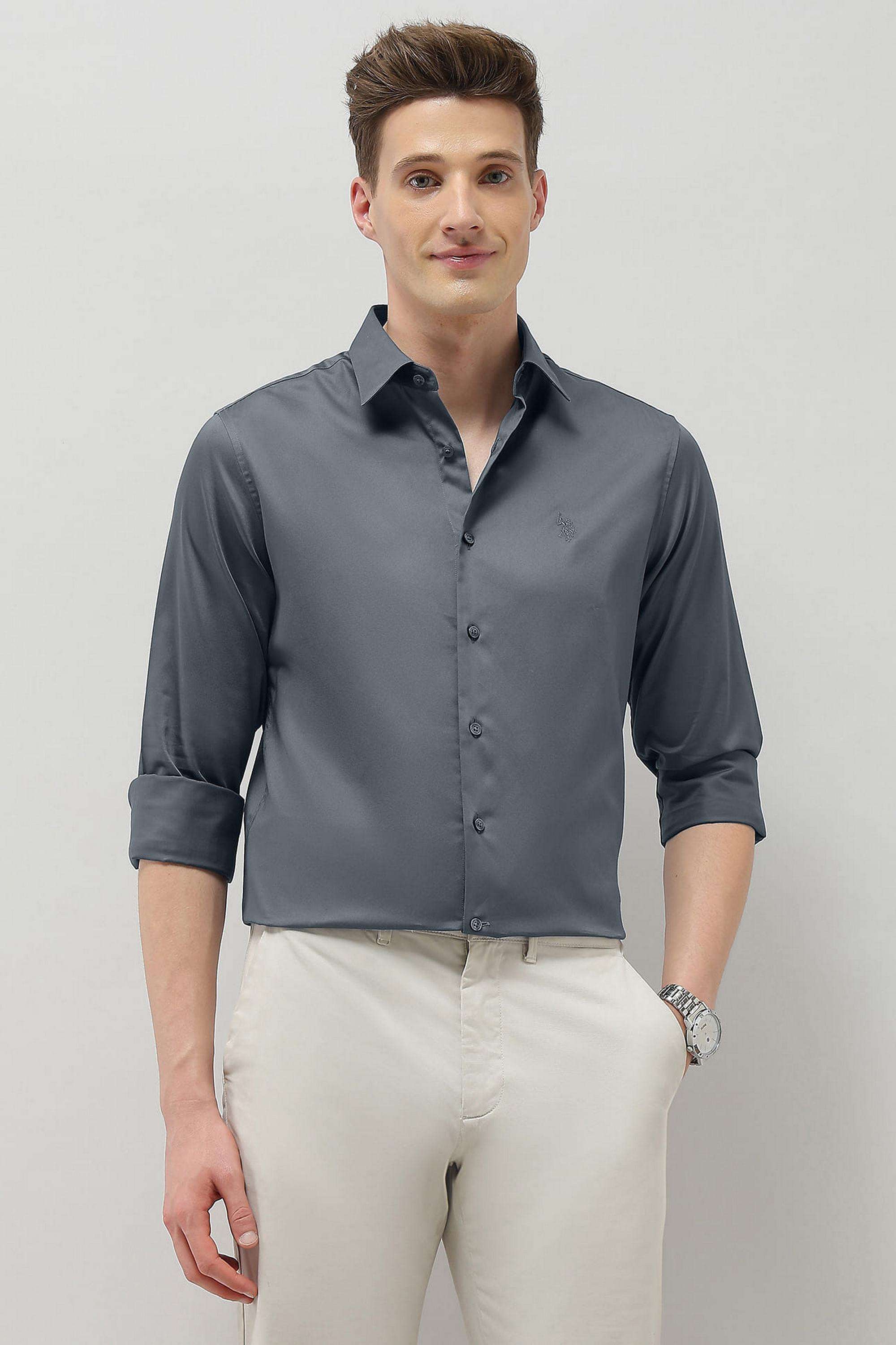 Solid-Cotton-Super-Slim-Fit-Men-s-Casual-Wear-Shirt