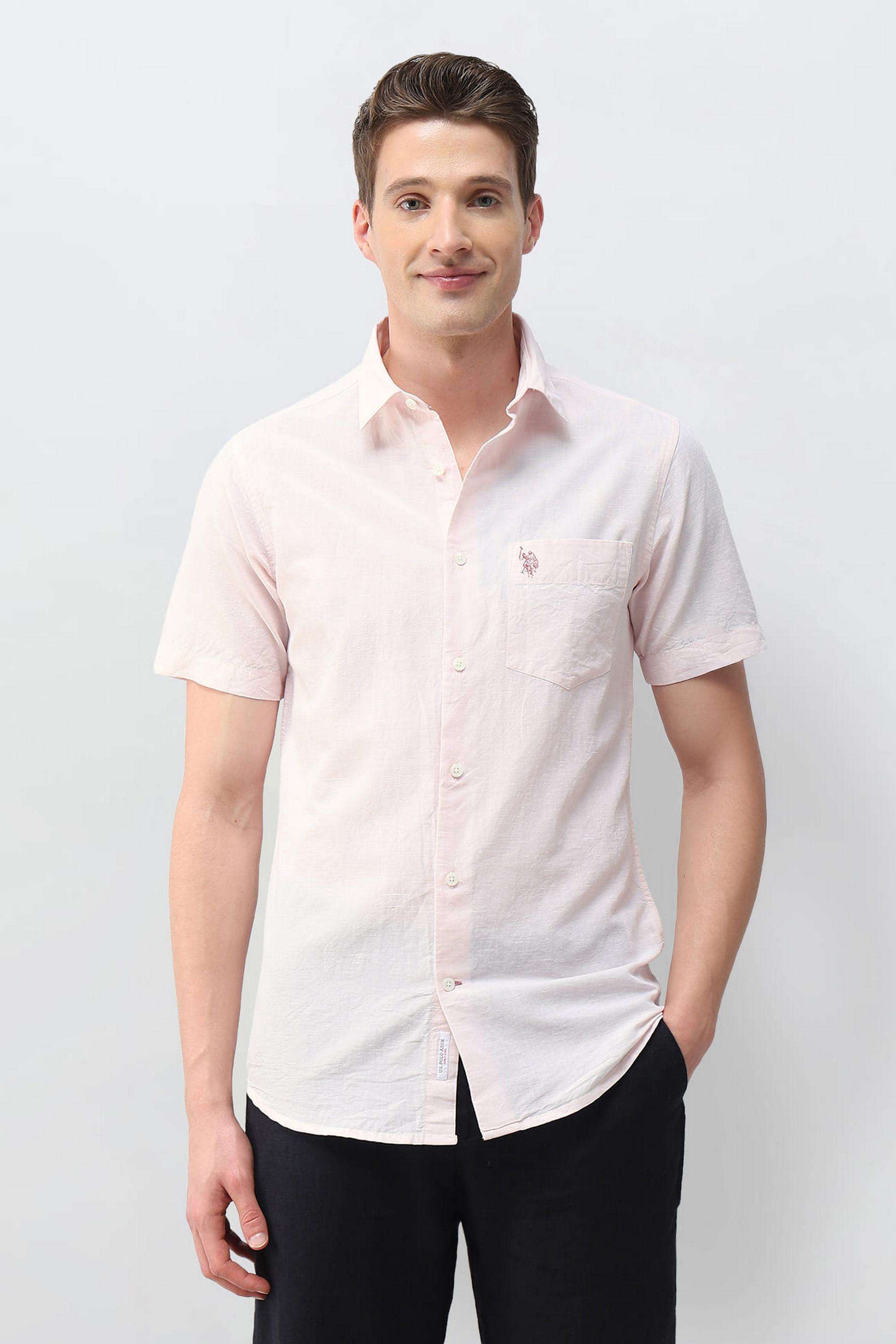 Solid-Cotton-Regular-Fit-Men-s-Casual-Shirt