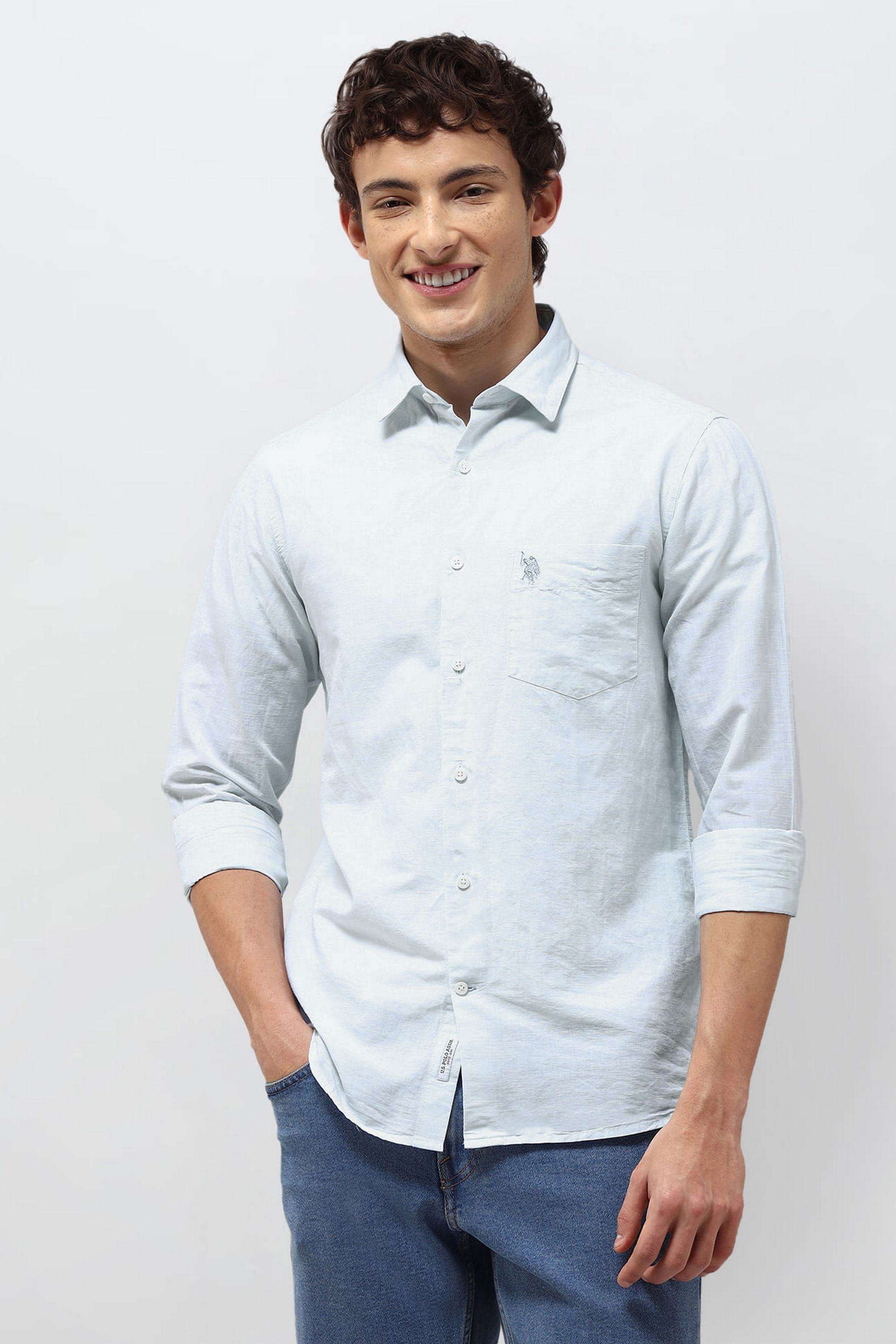 Solid-Cotton-Regular-Fit-Men-s-Casual-Shirt