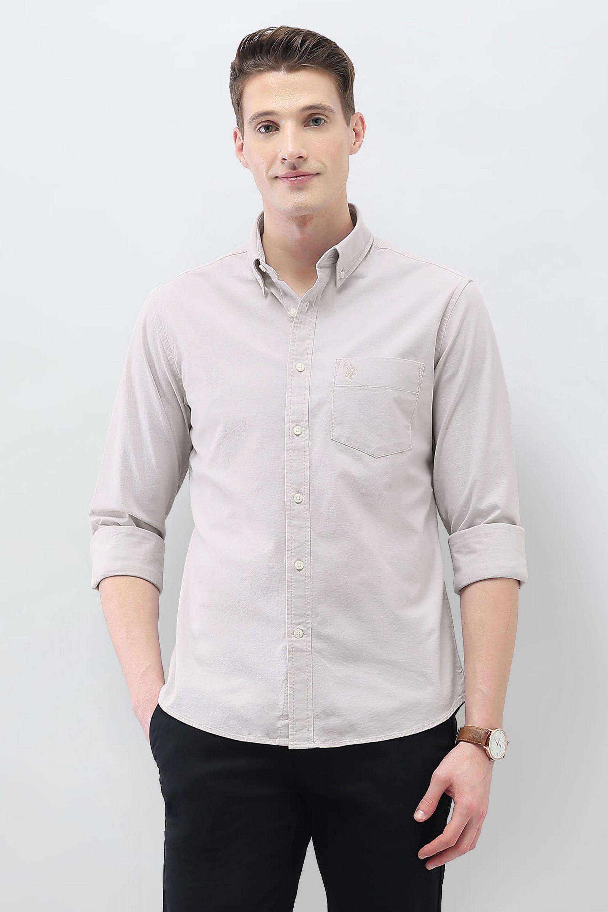 Solid-Cotton-Regular-Fit-Men-s-Casual-Wear-Shirt