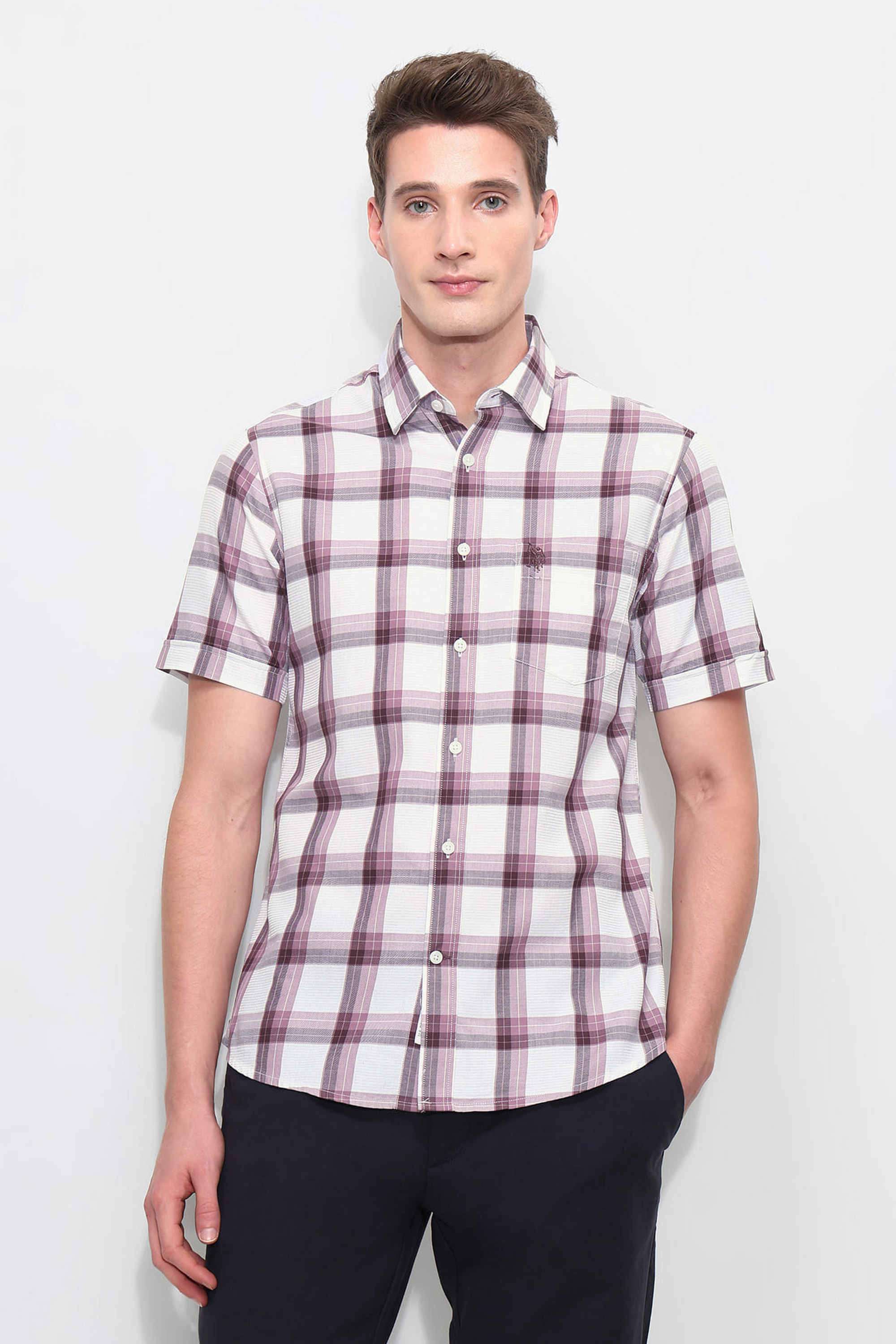 White-Harbour-Tartan-Checks-Cotton-Regular-Fit-Men-s-Casual-Wear-Shirt