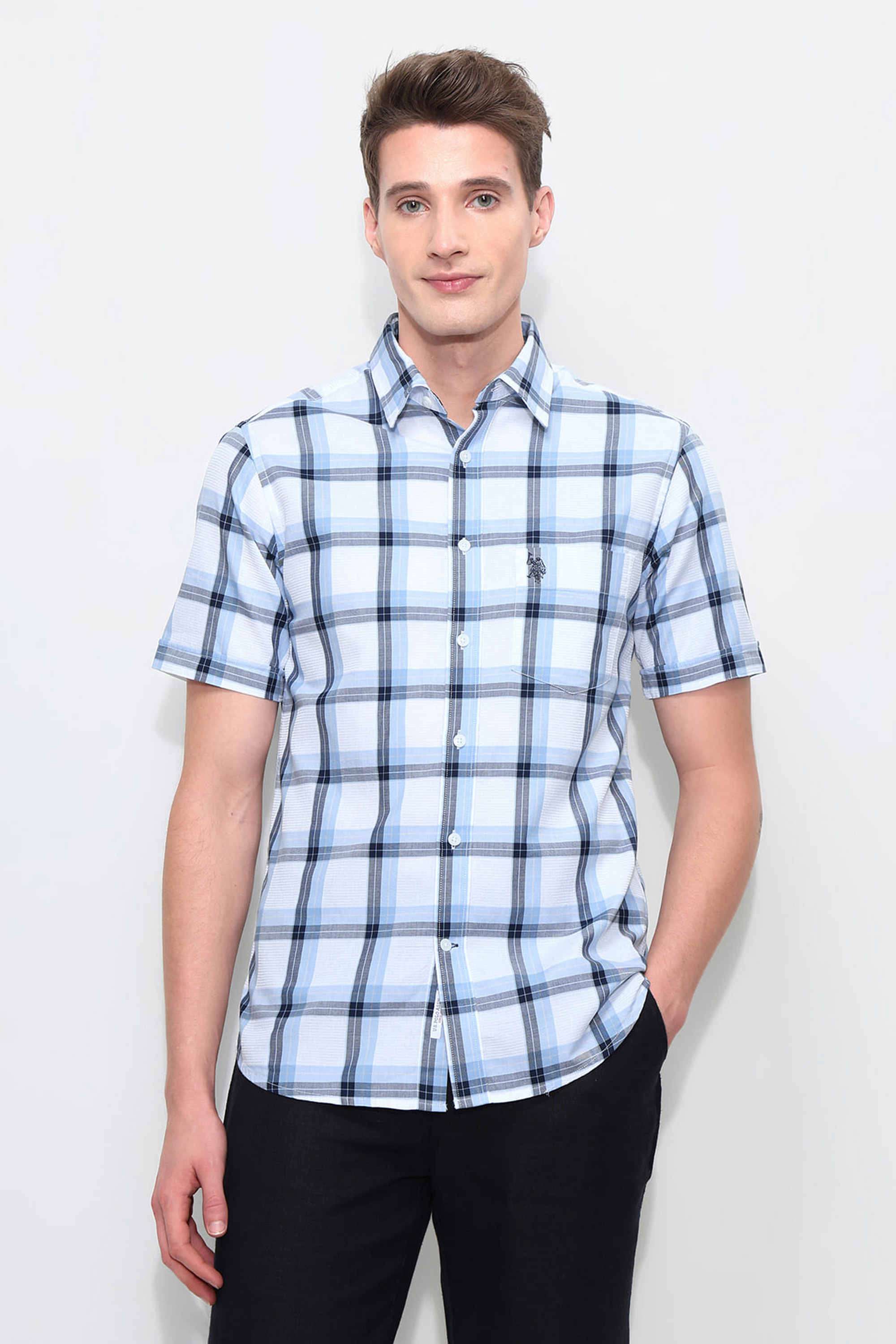 White-Harbour-Tartan-Checks-Cotton-Regular-Fit-Men-s-Casual-Wear-Shirt