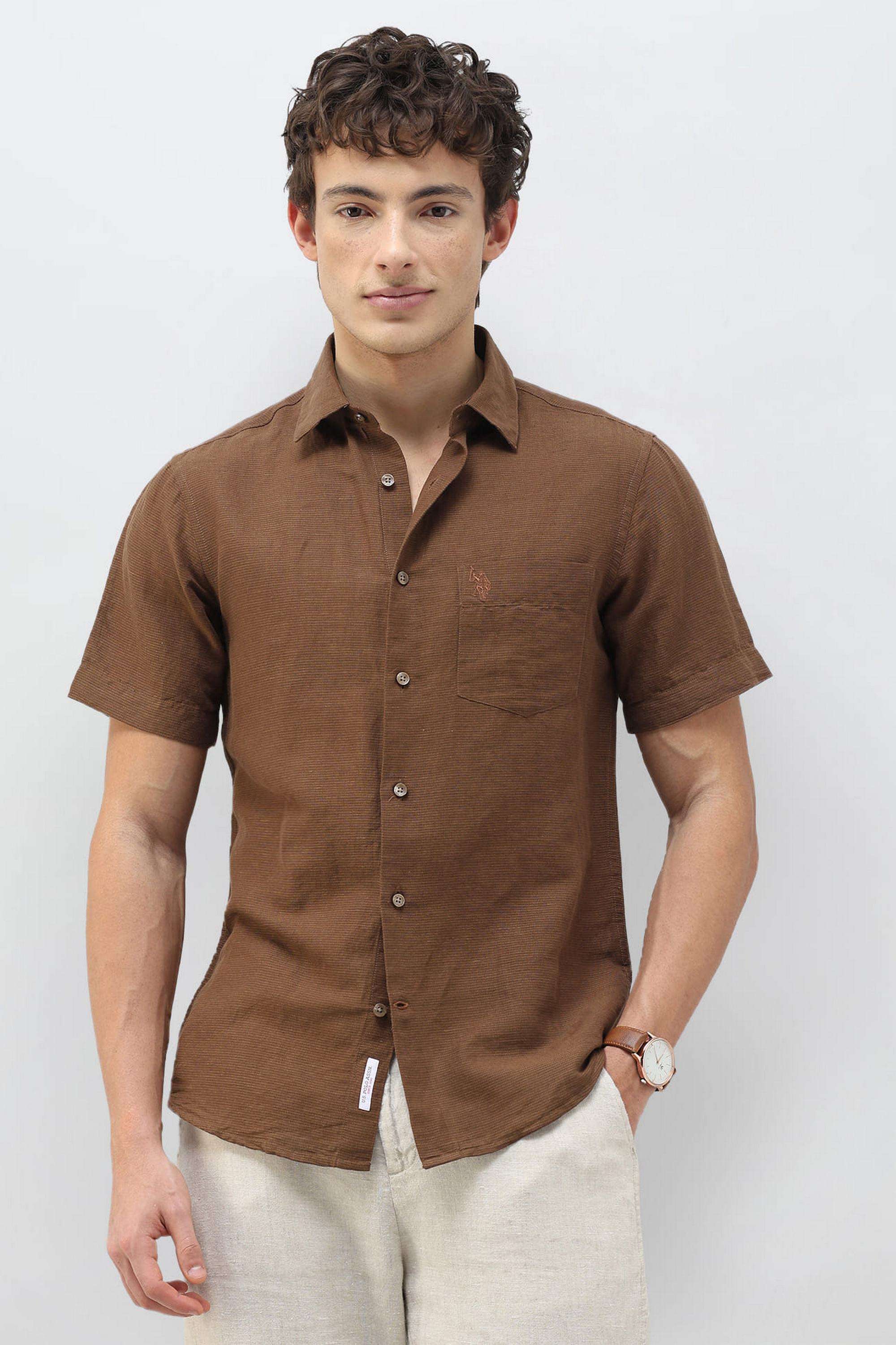 Solid-Linen-Regular-Fit-Men-s-Shirt