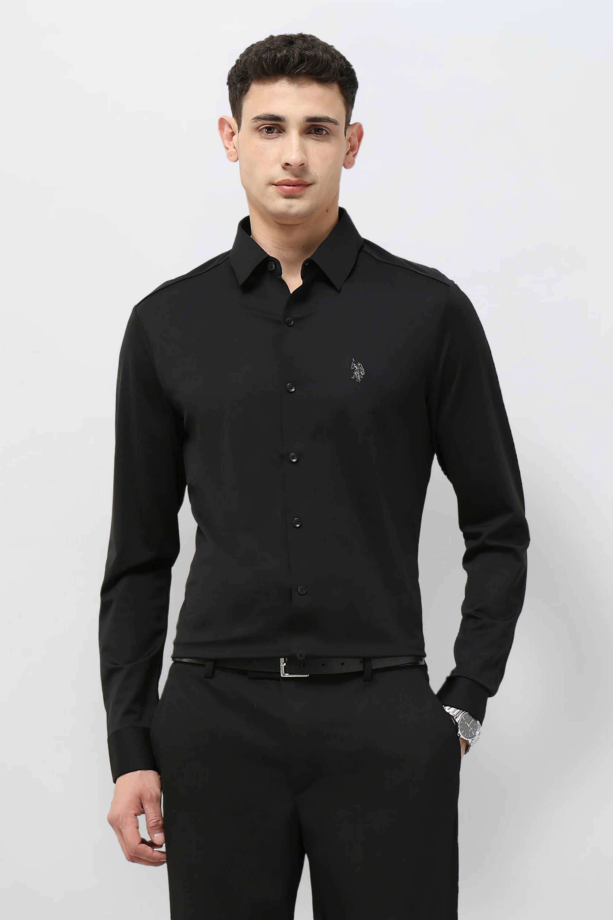Solid-Nylon-Tailored-Fit-Men-s-Casual-Wear-Shirt