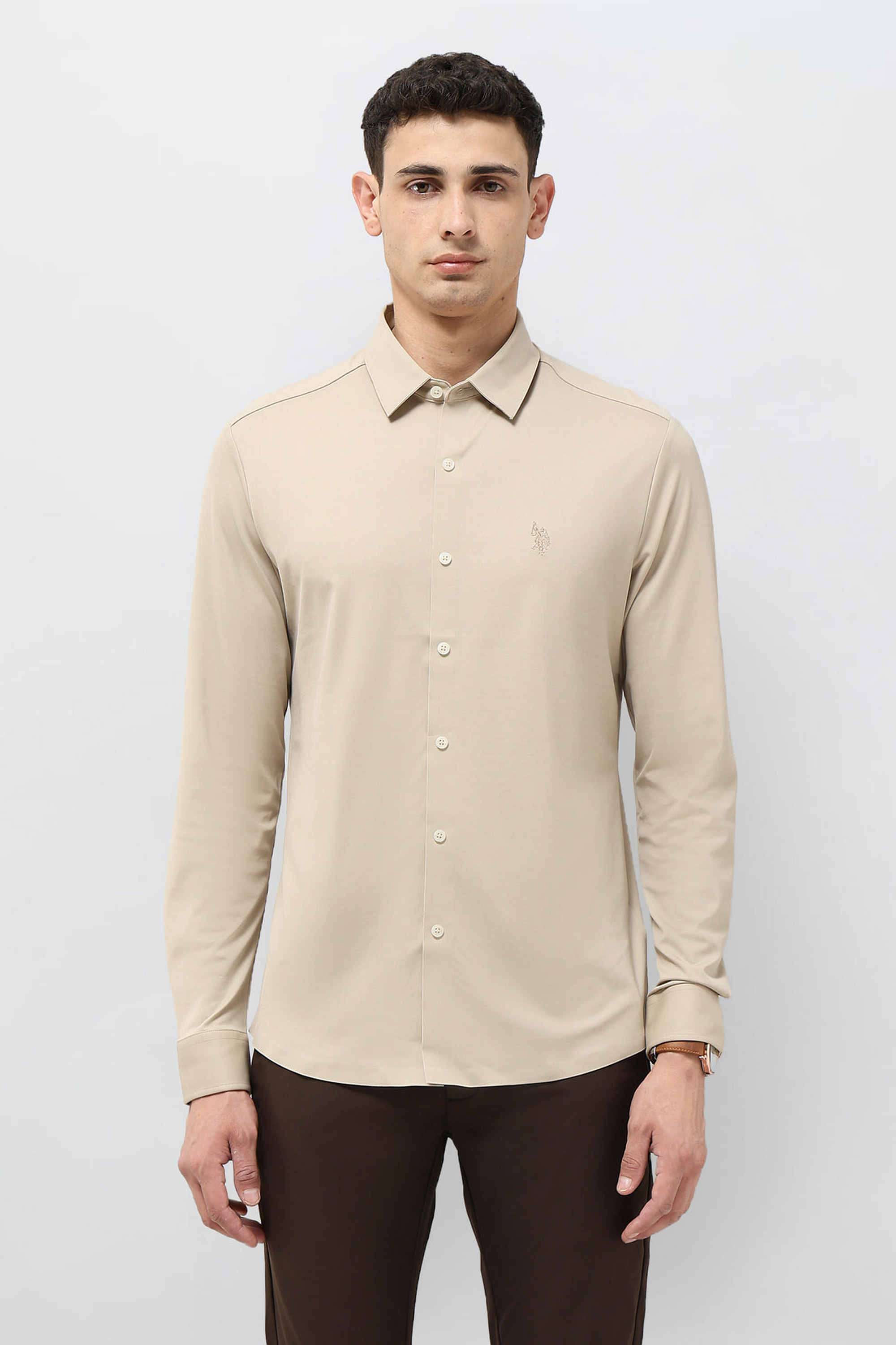 Solid-Nylon-Tailored-Fit-Men-s-Casual-Wear-Shirt