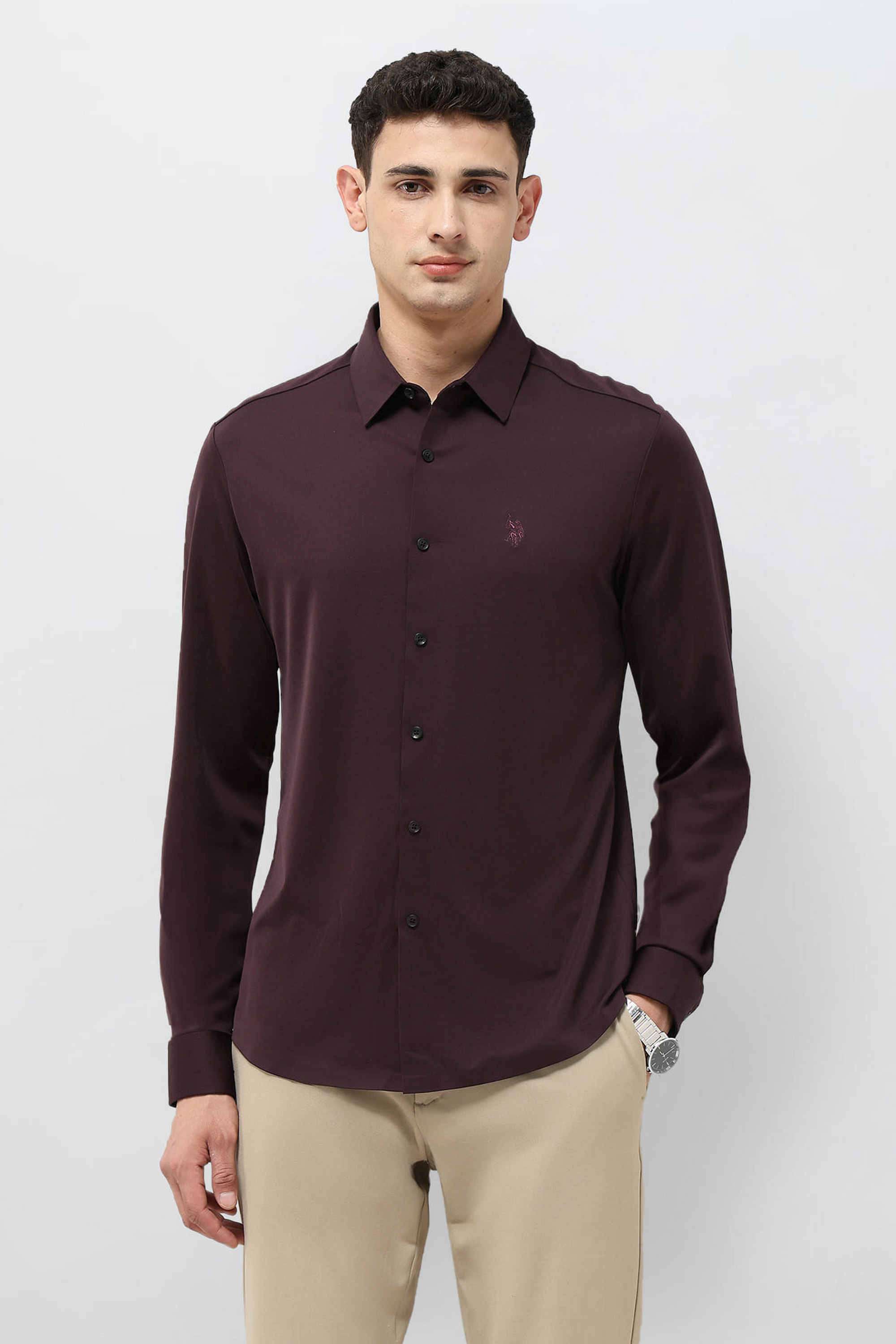 Solid-Nylon-Tailored-Fit-Men-s-Casual-Wear-Shirt
