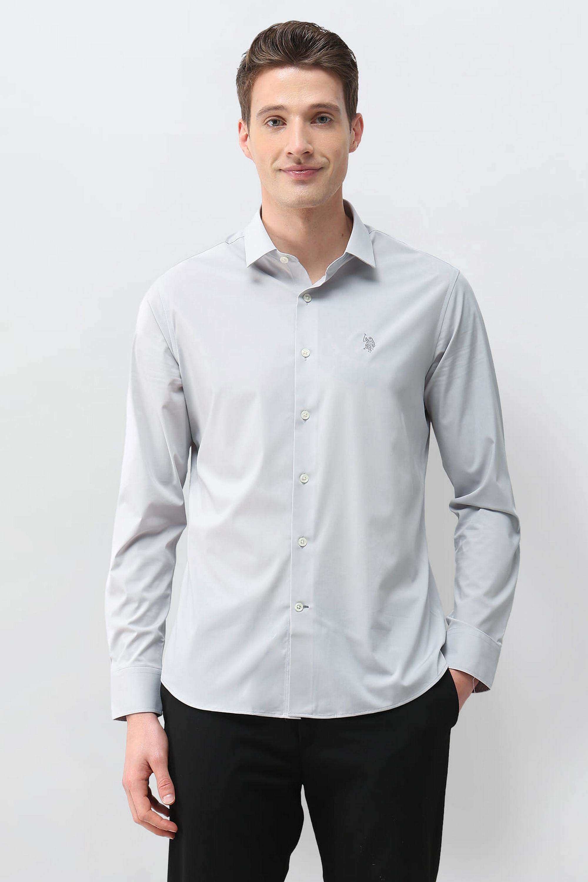 Solid-Blended-Fabric-Regular-Fit-Men-s-Casual-Shirt