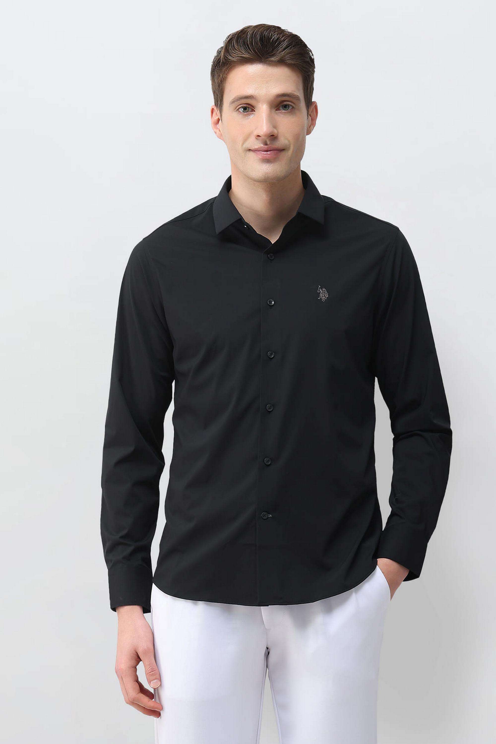 Solid-Blended-Fabric-Regular-Fit-Men-s-Casual-Shirt