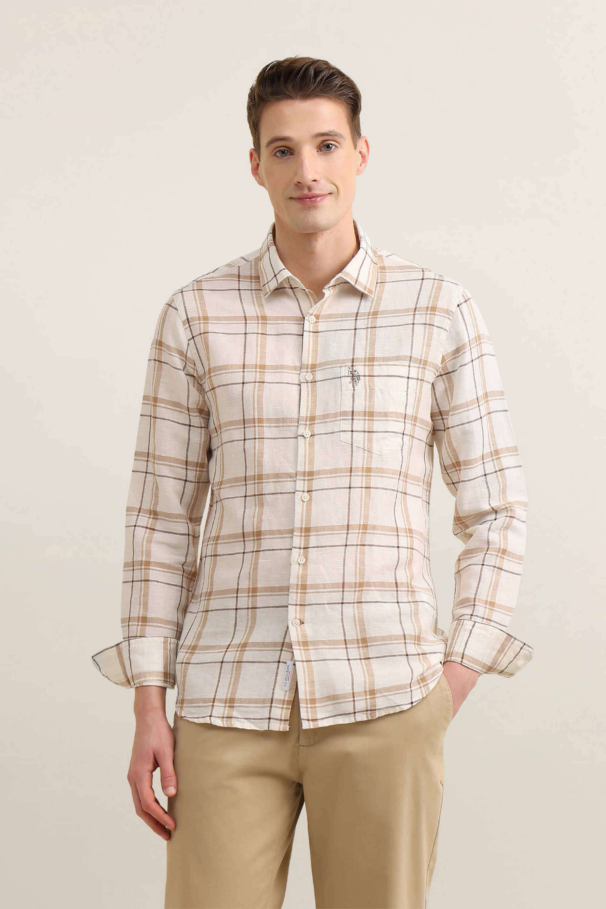 Sotogrande-Checks-Linen-Regular-Fit-Men-s-Casual-Wear-Shirt