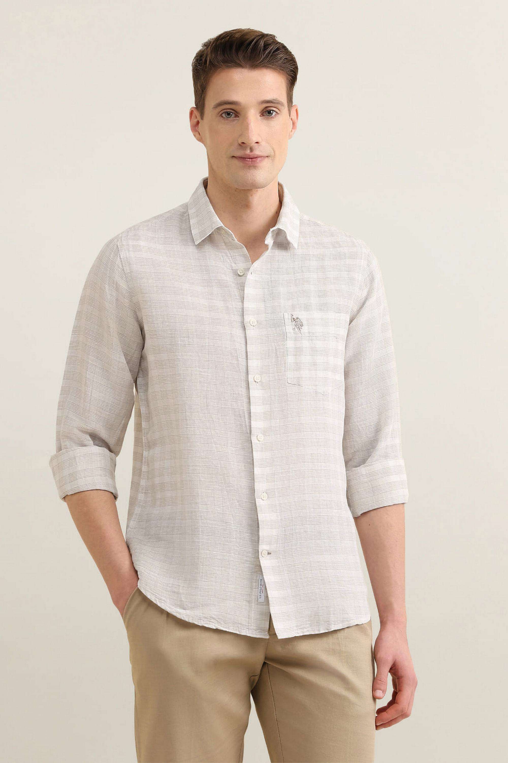Checks-Linen-Regular-Fit-Men-s-Casual-Wear-Shirt