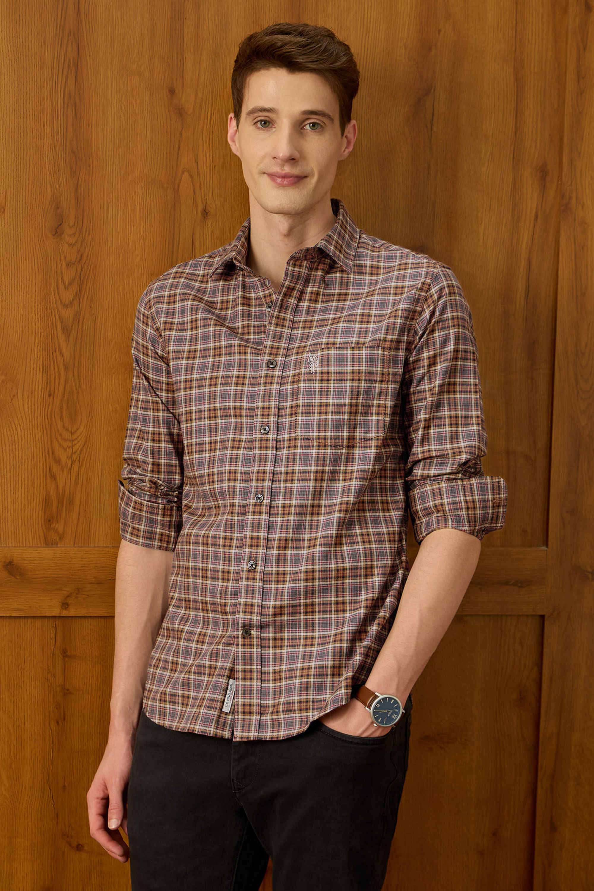 Equestrian-Sports-@-Elevnado-Plaid-Checks-Cotton-Regular-Fit-Men-s-Casual-Wear-Shirt
