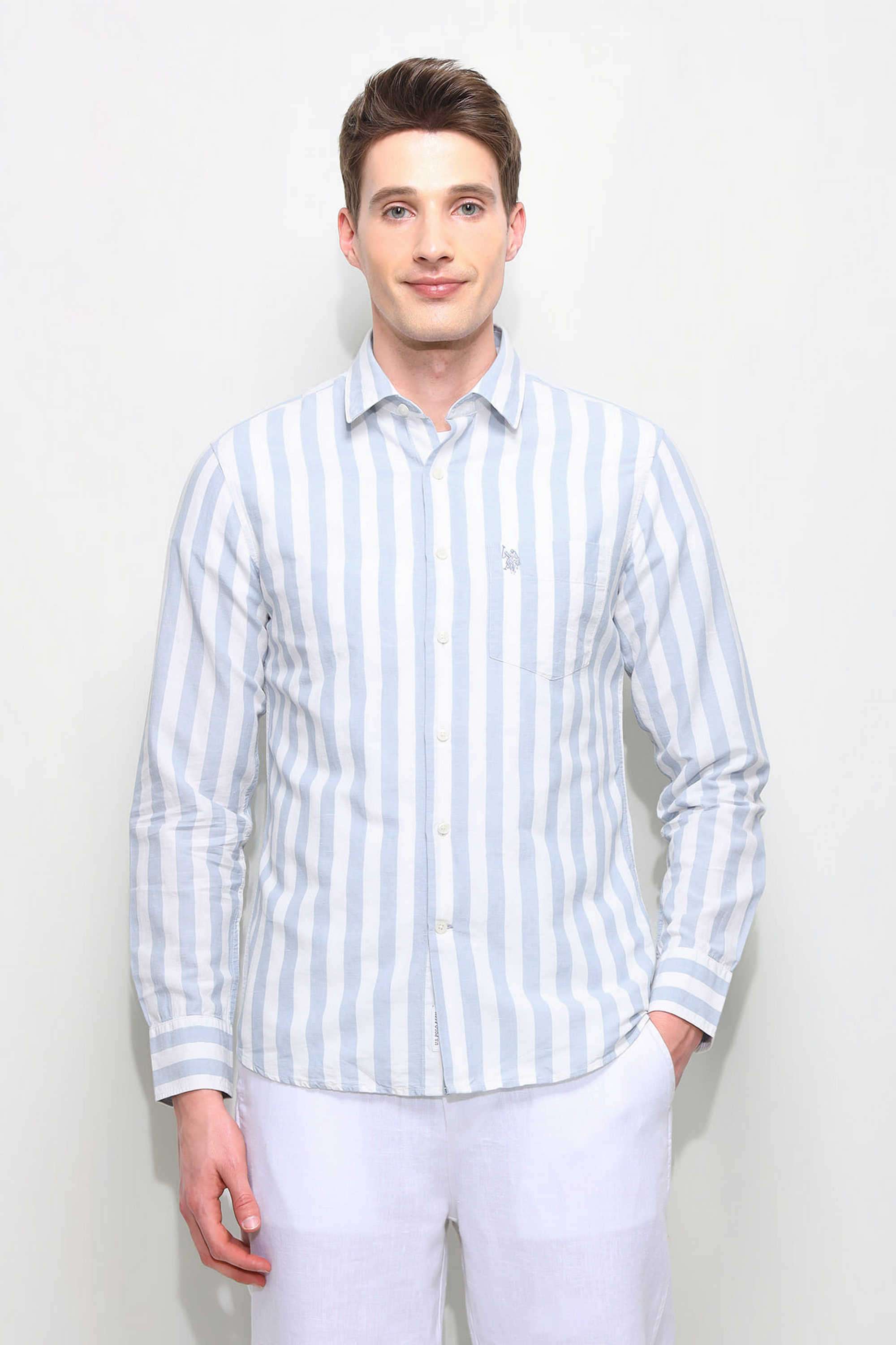 Solid-Blended-Fabric-Regular-Fit-Men-s-Shirt