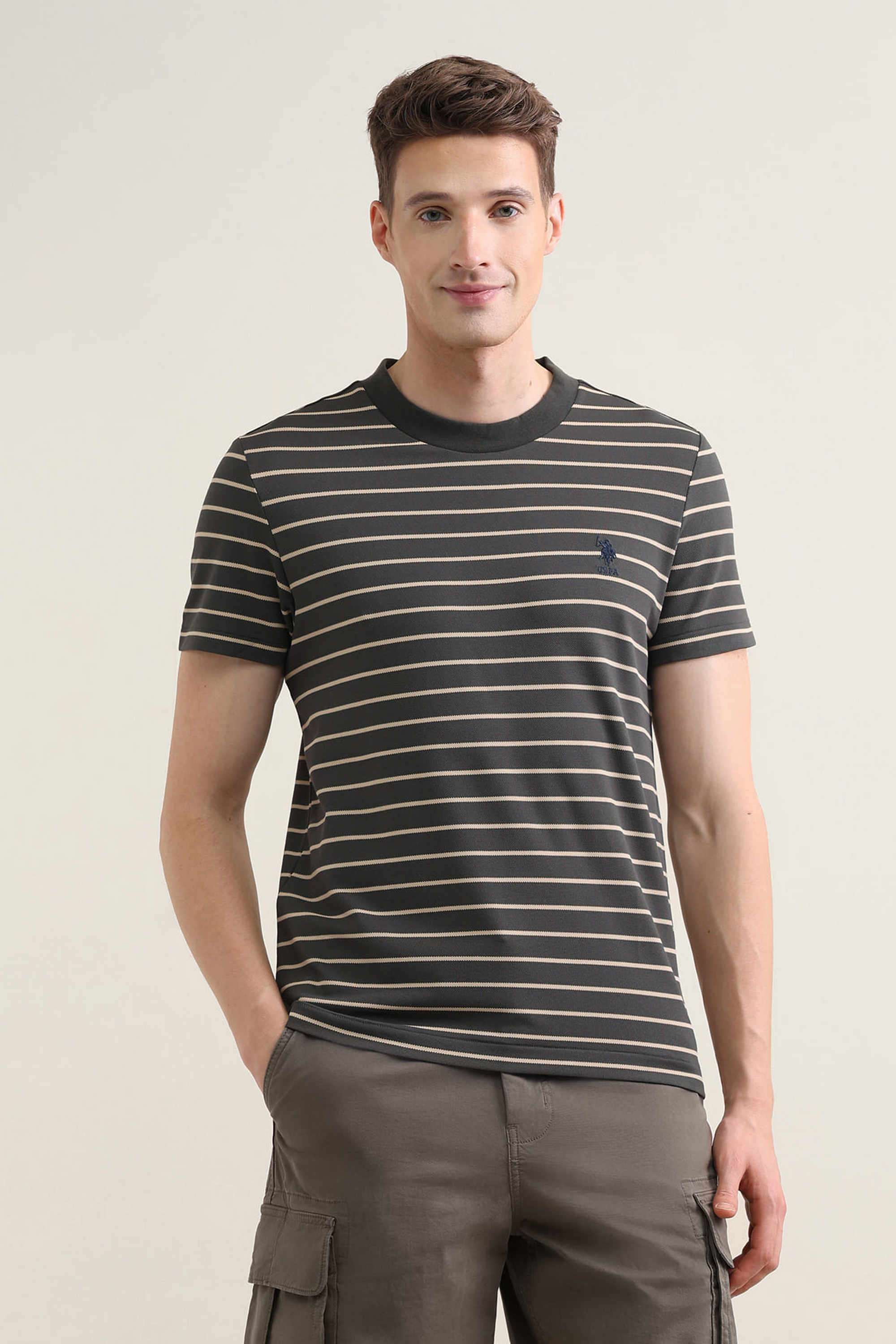 Stripes-Polyester-Round-Neck-Men-s-T-Shirt