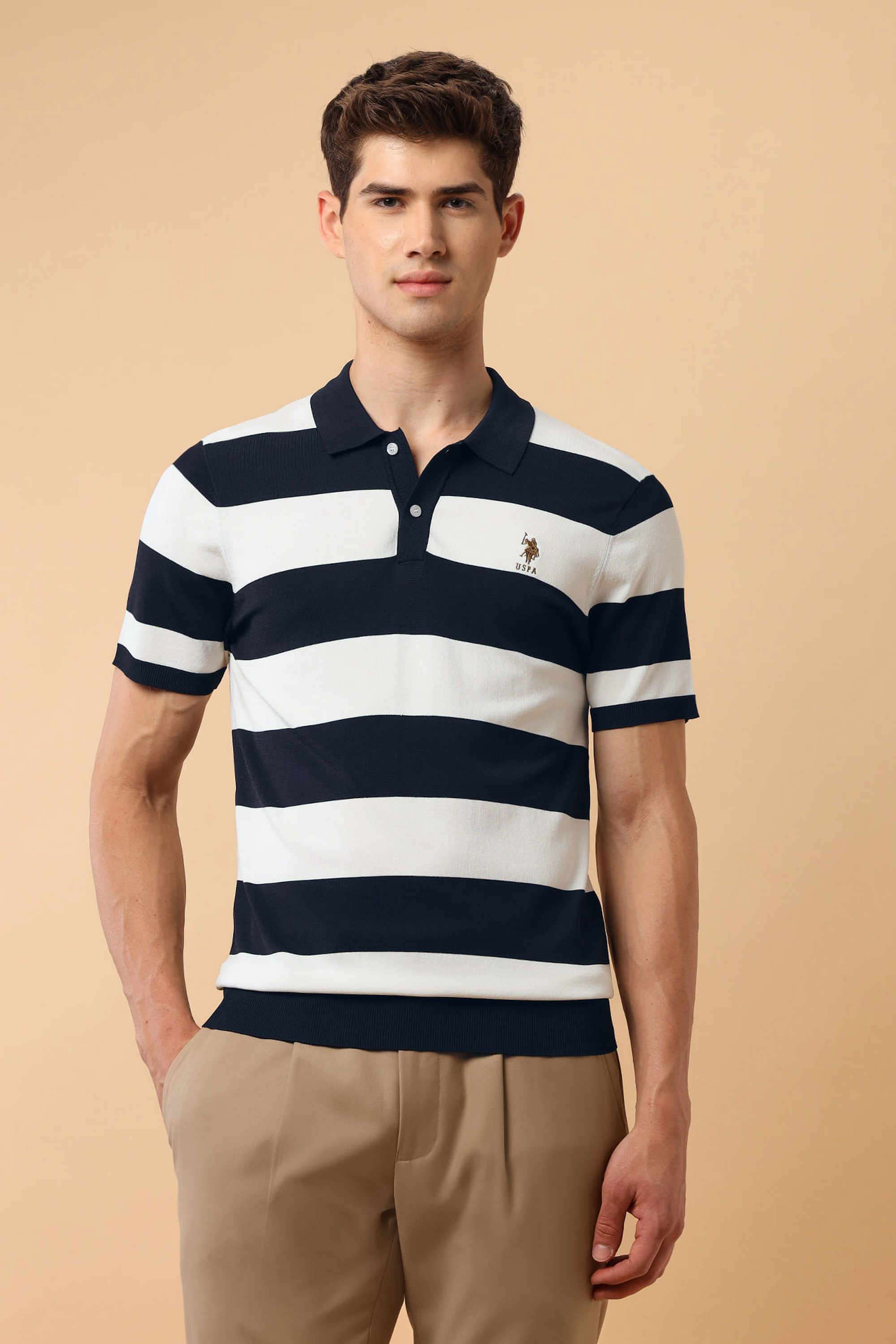 Stripes-Viscose-Polo-Men-s-T-Shirt
