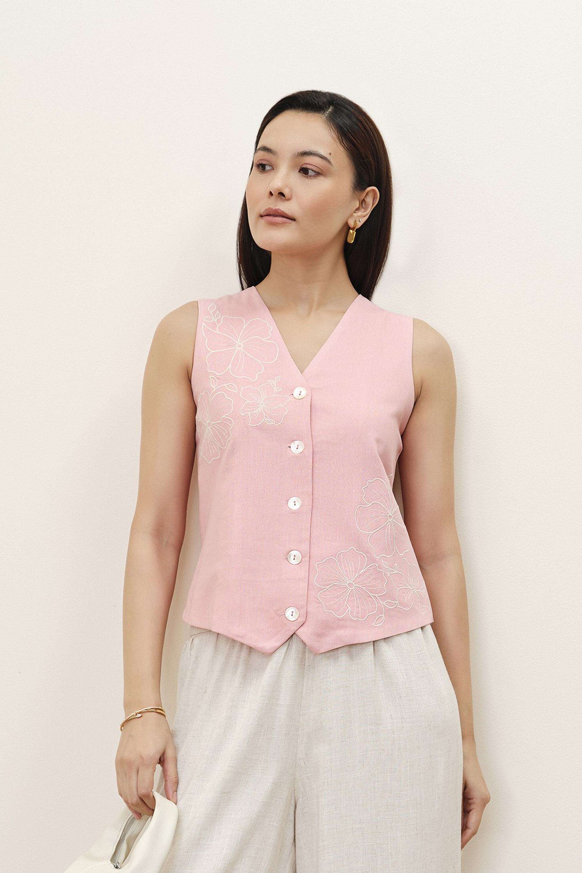 Solid-Blended-Fabric-Women-s-Waistcoat