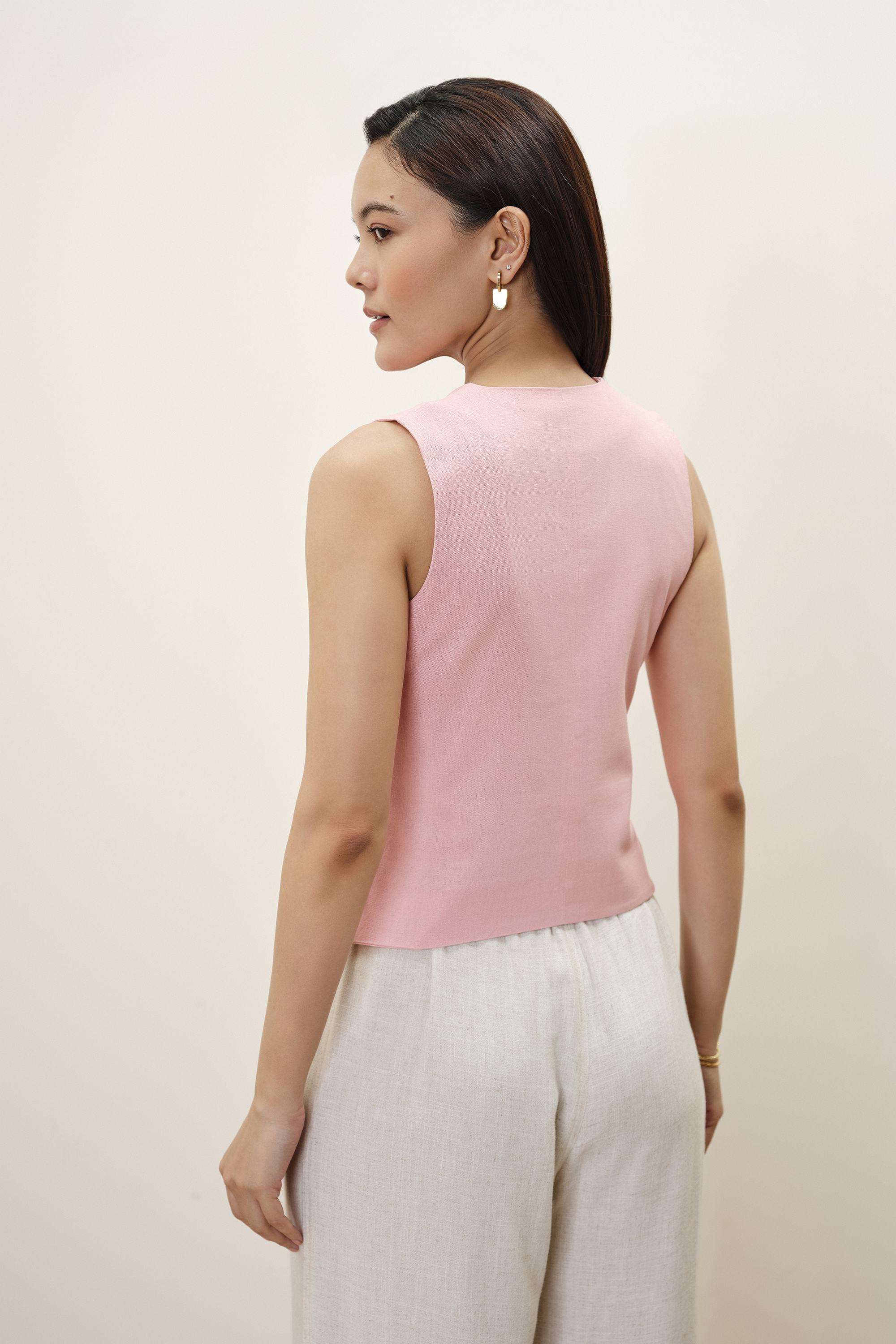 Solid-Blended-Fabric-Women-s-Waistcoat