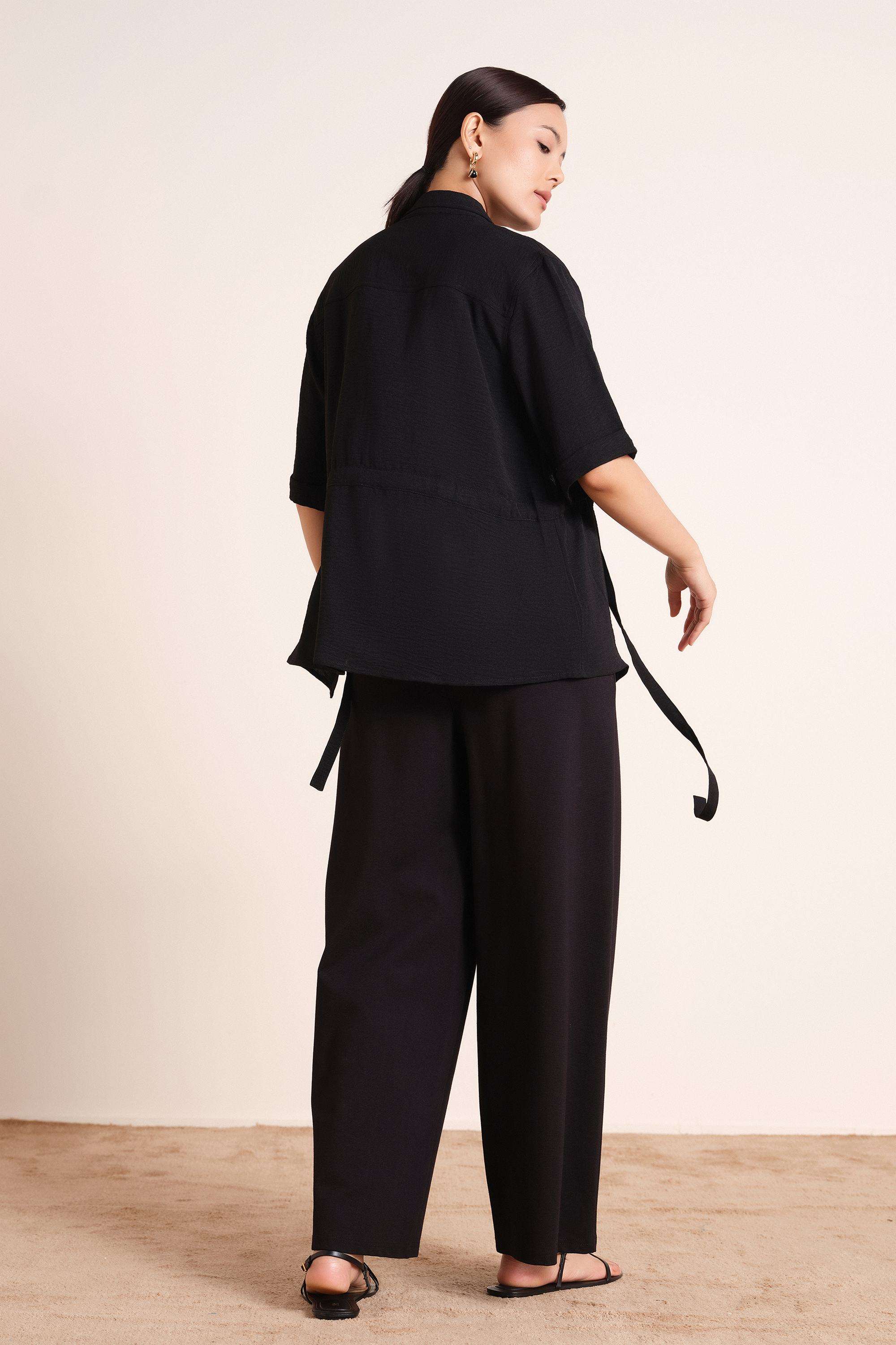 Solid-Blended-Fabric-Women-s-Top