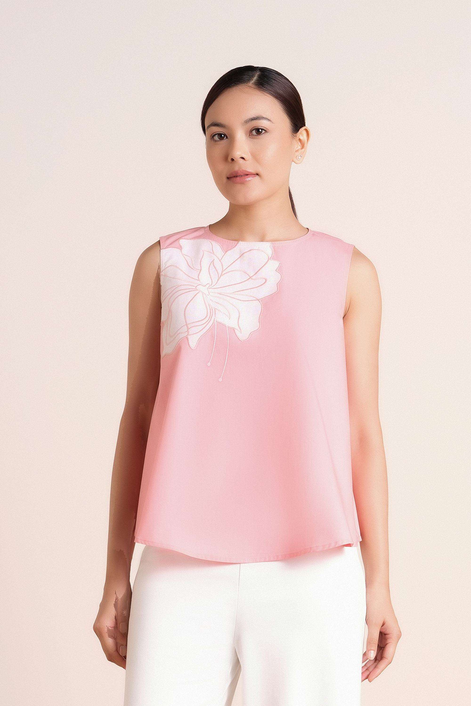 Solid-Blended-Fabric-Women-s-Top