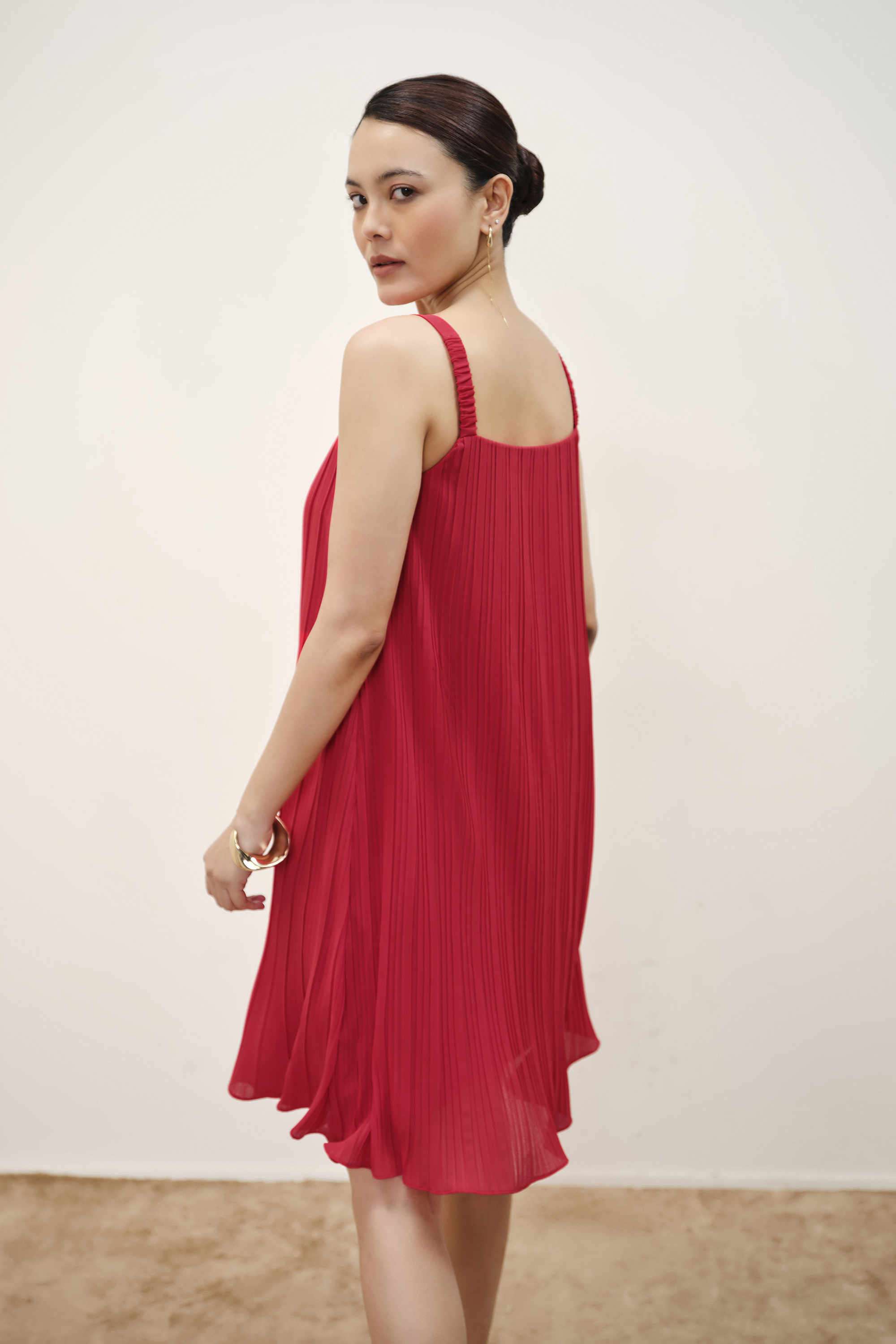 Solid-Polyester-Sweetheart-Neck-Women-s-Dress