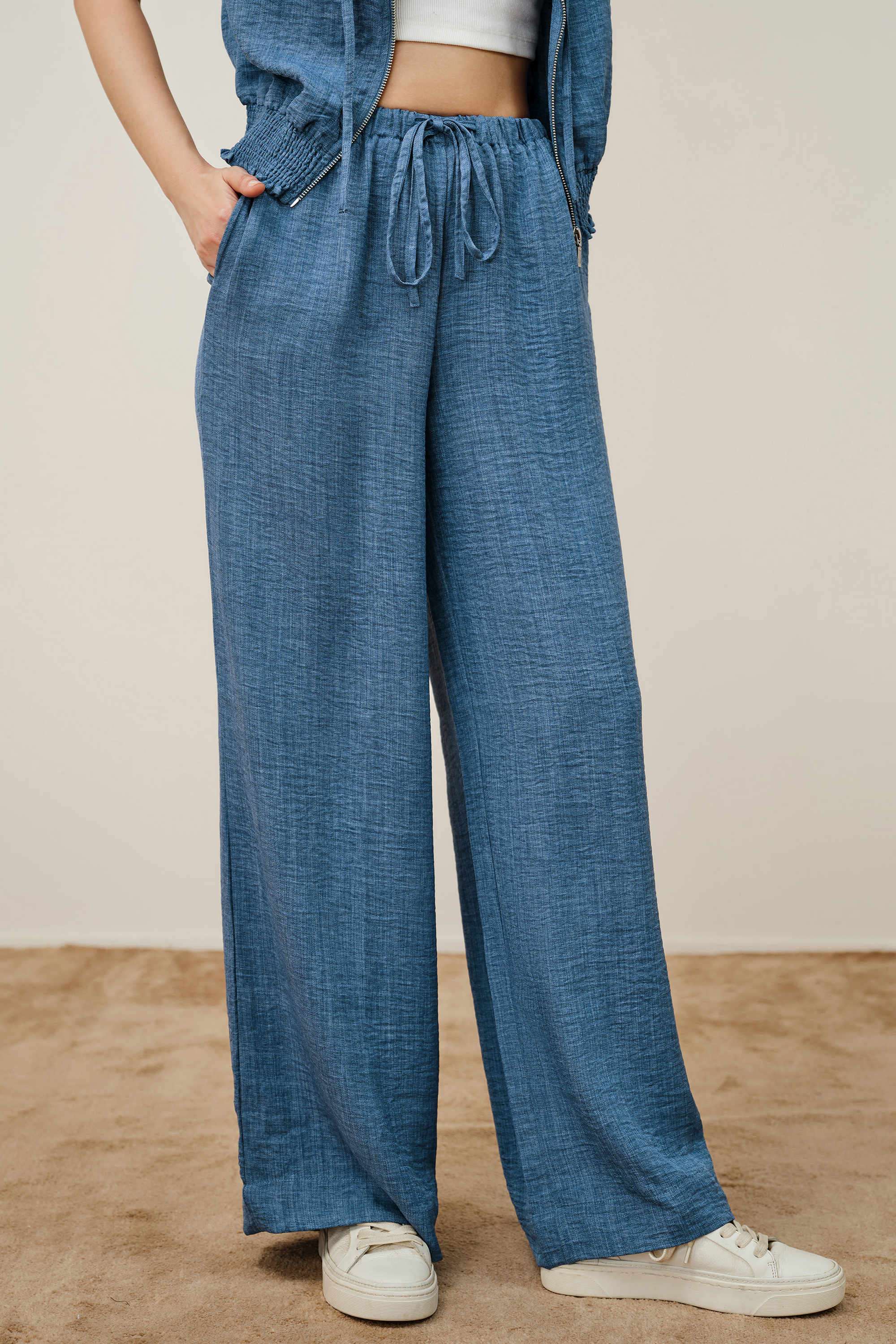 Solid-Regular-Fit-Polyester-Women-s-Casual-Wear-Trousers