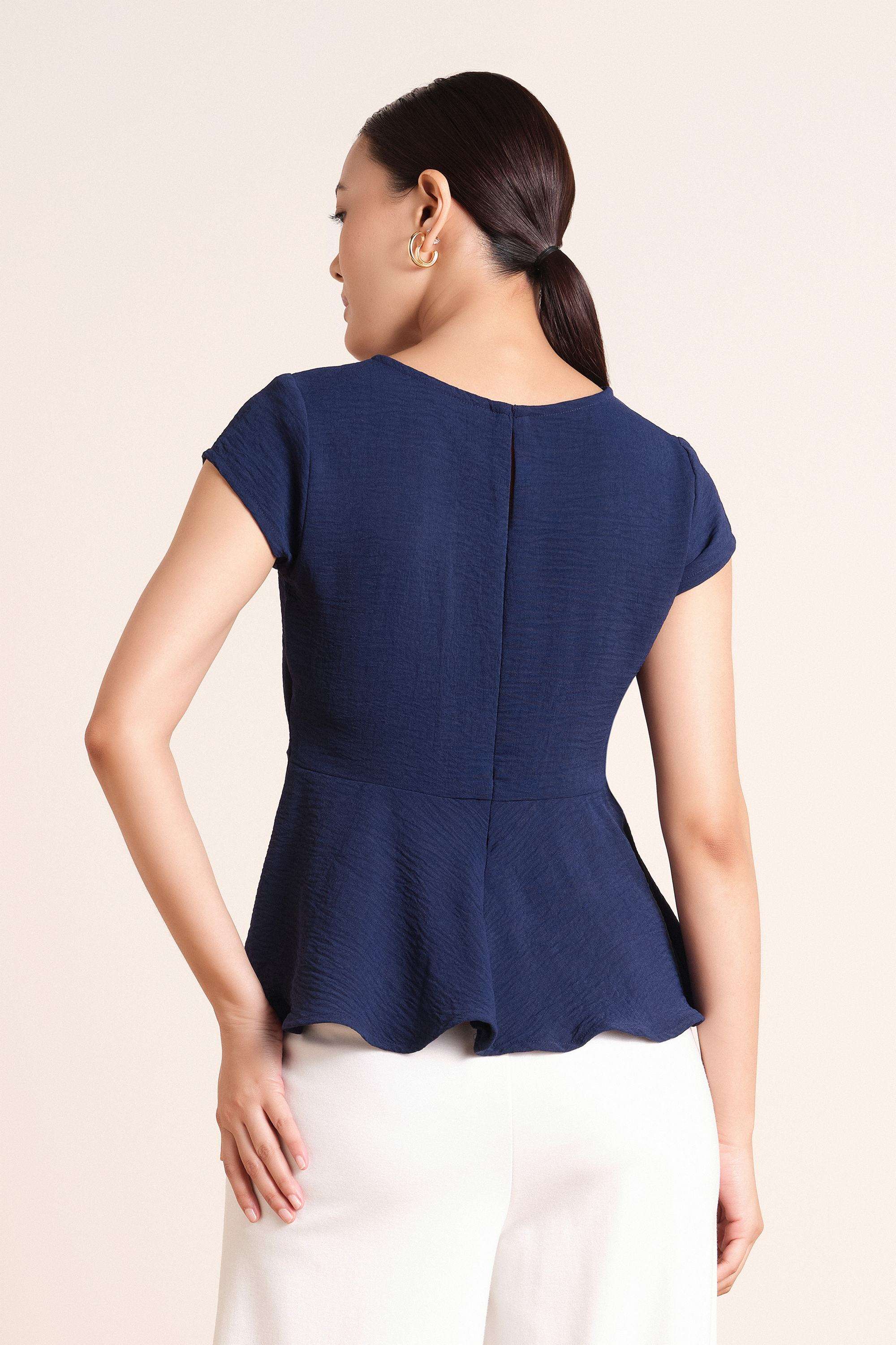 Solid-Blended-Fabric-Women-s-Top
