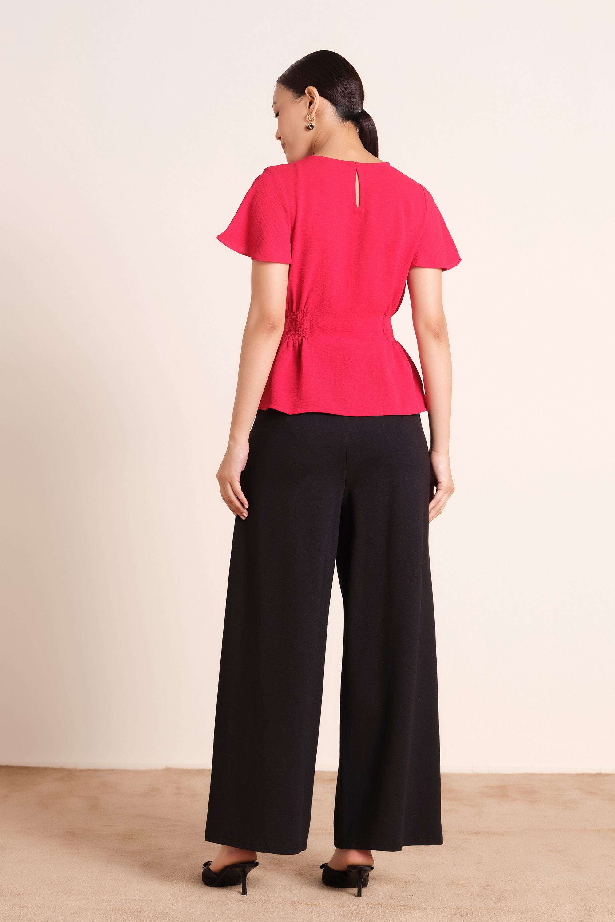 Solid-Blended-Fabric-Women-s-Top