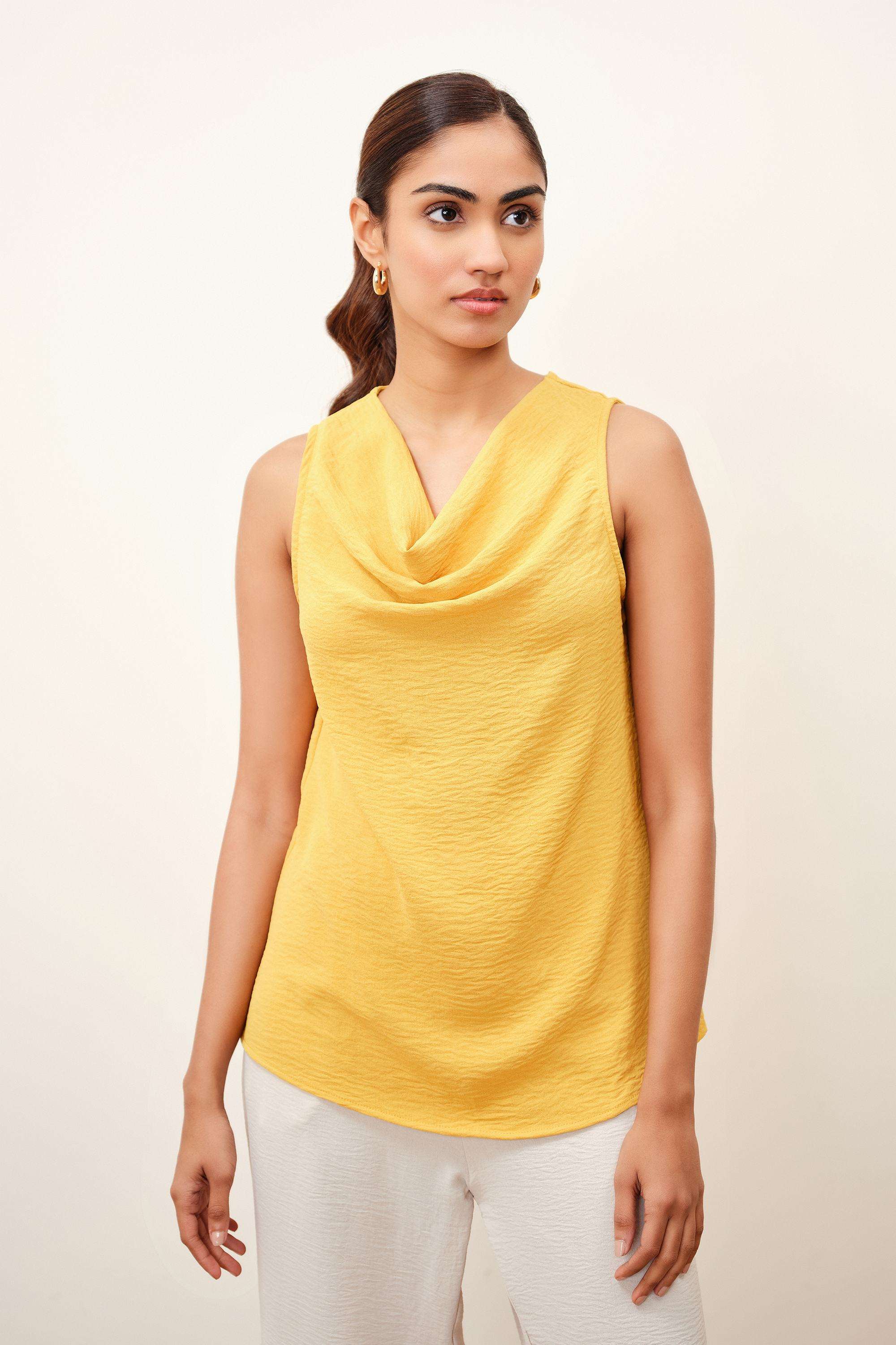 Solid-Blended-Fabric-Women-s-Top