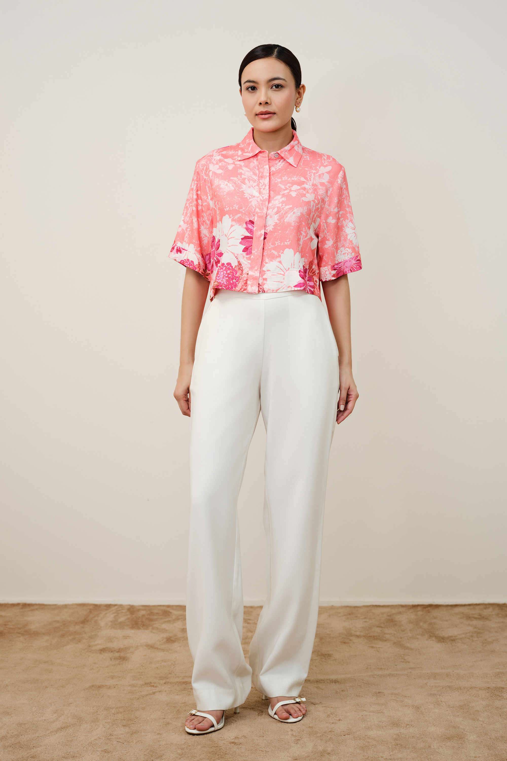 Printed-Spread-Collar-Viscose-Rayon-Women-s-Casual-Wear-Shirt