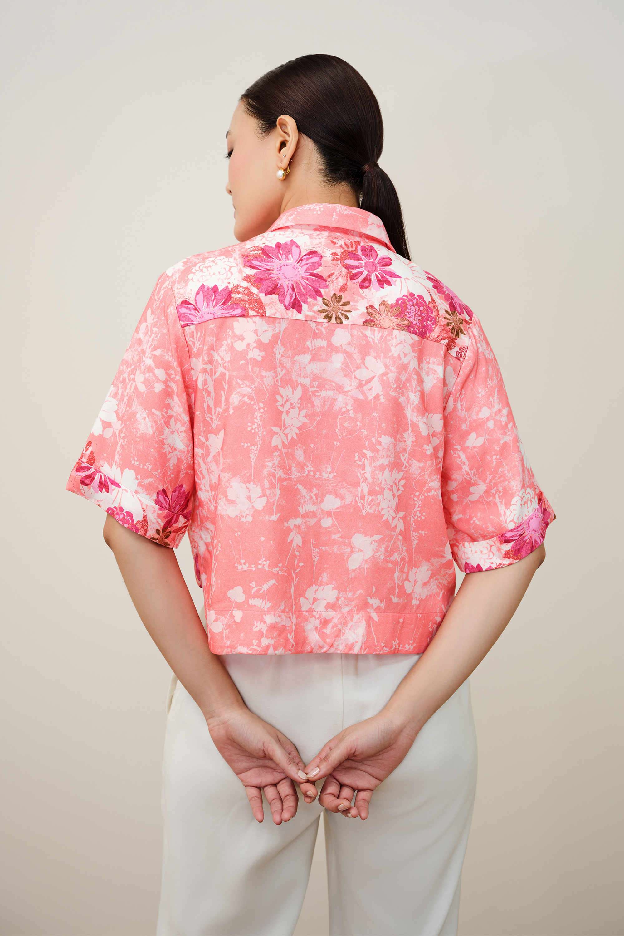 Printed-Spread-Collar-Viscose-Rayon-Women-s-Casual-Wear-Shirt