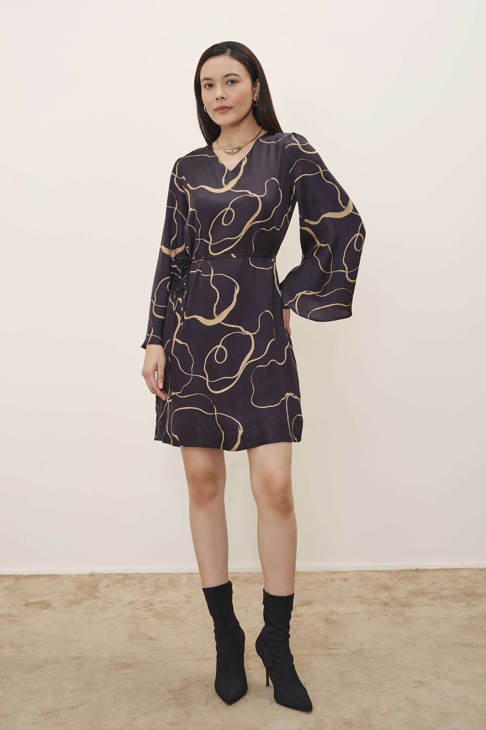 Solid-Modal-V-Neck-Women-s-Dress