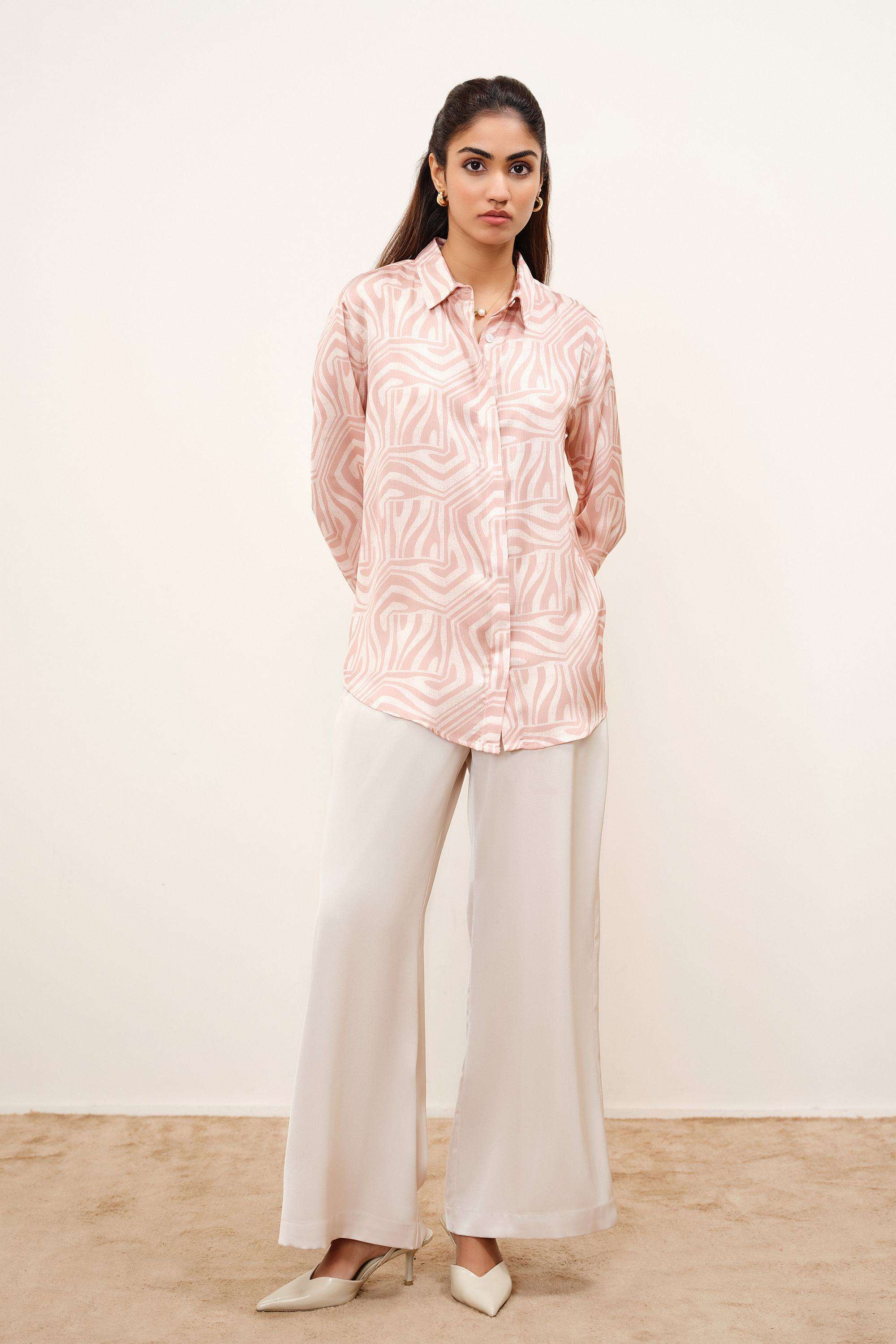Solid-Blended-Fabric-Women-s-Shirt