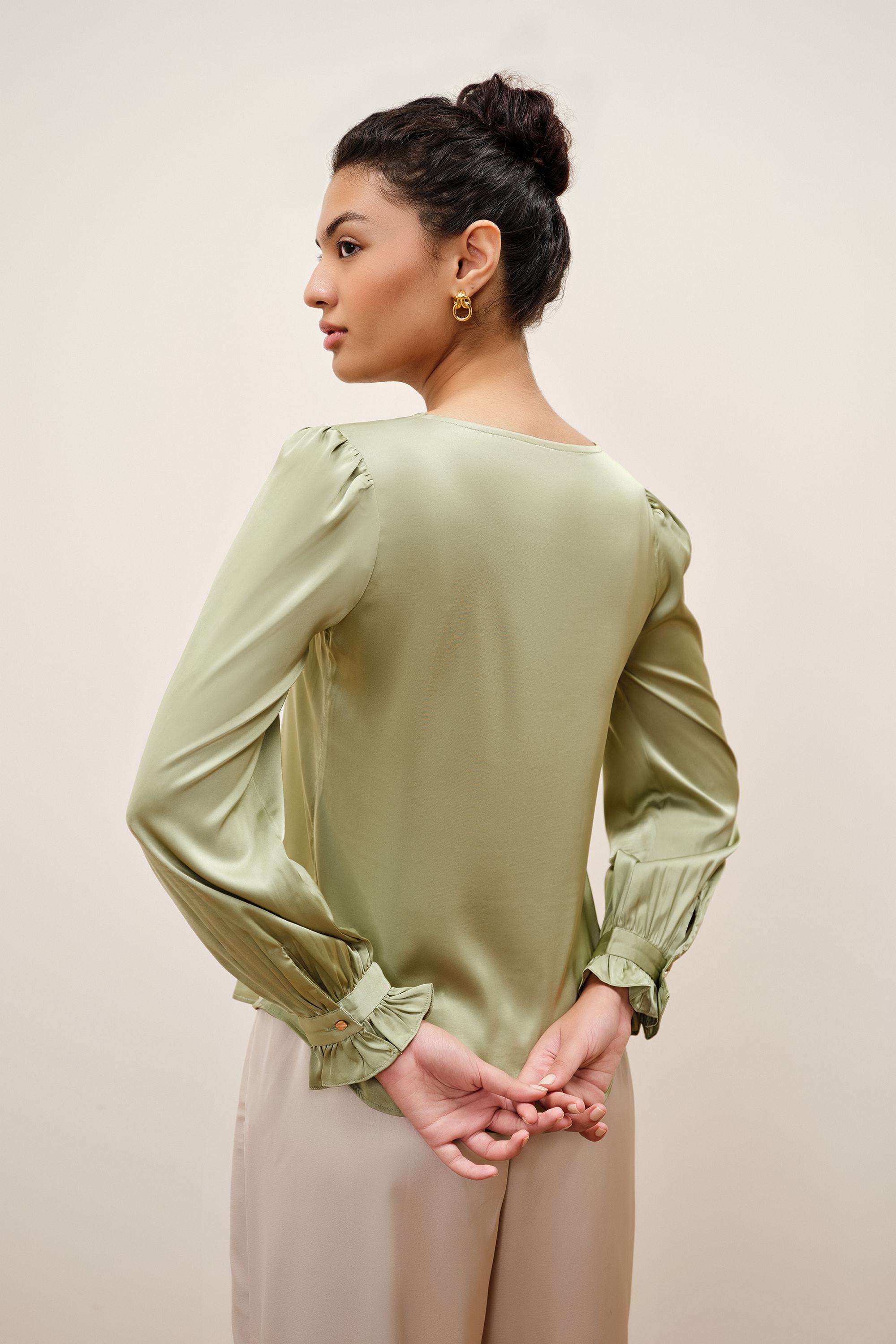Solid-Blended-Fabric-Women-s-Top