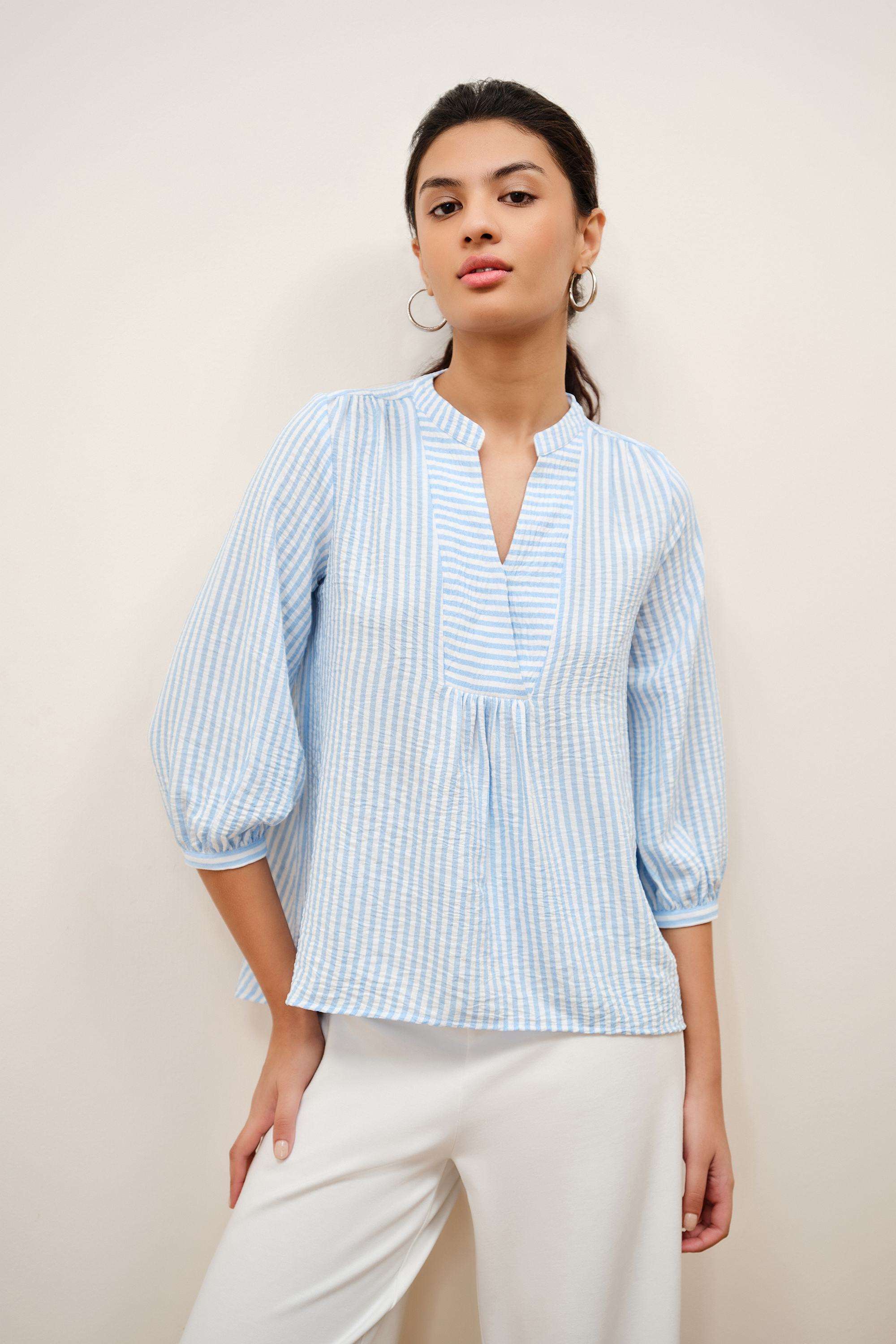 Solid-Blended-Fabric-Women-s-Top