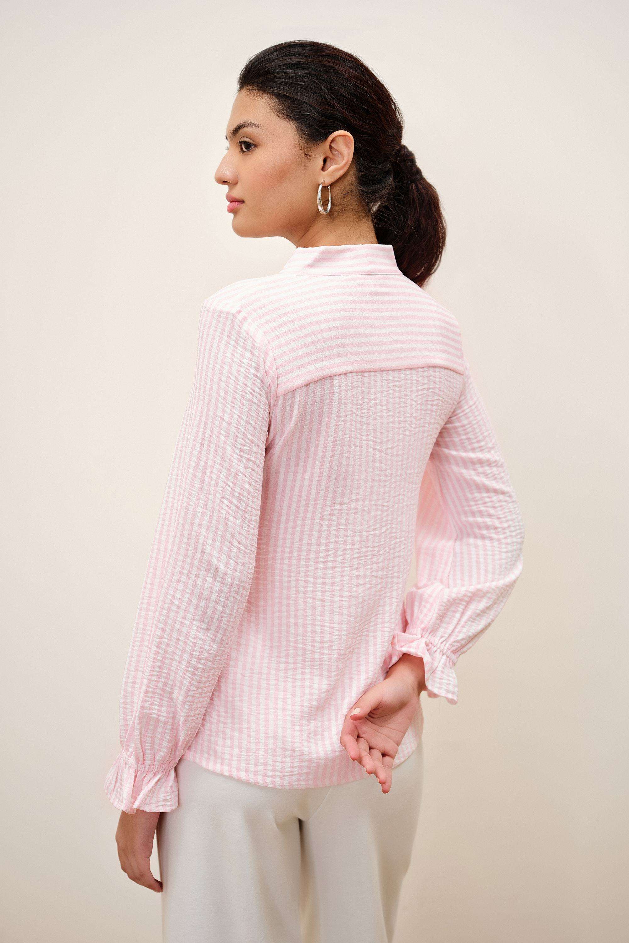 Solid-Blended-Fabric-Women-s-Shirt