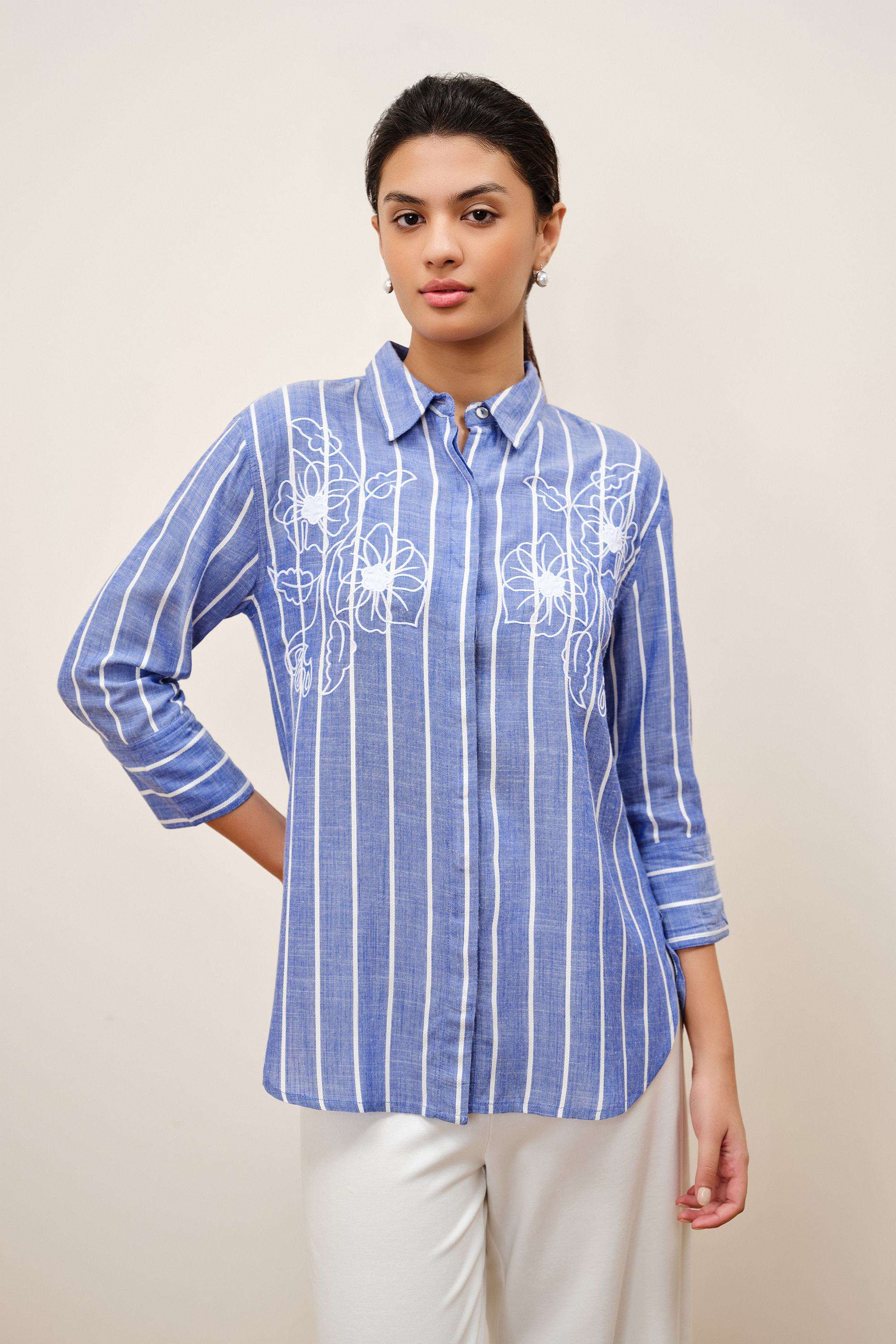 Solid-Blended-Fabric-Women-s-Shirt