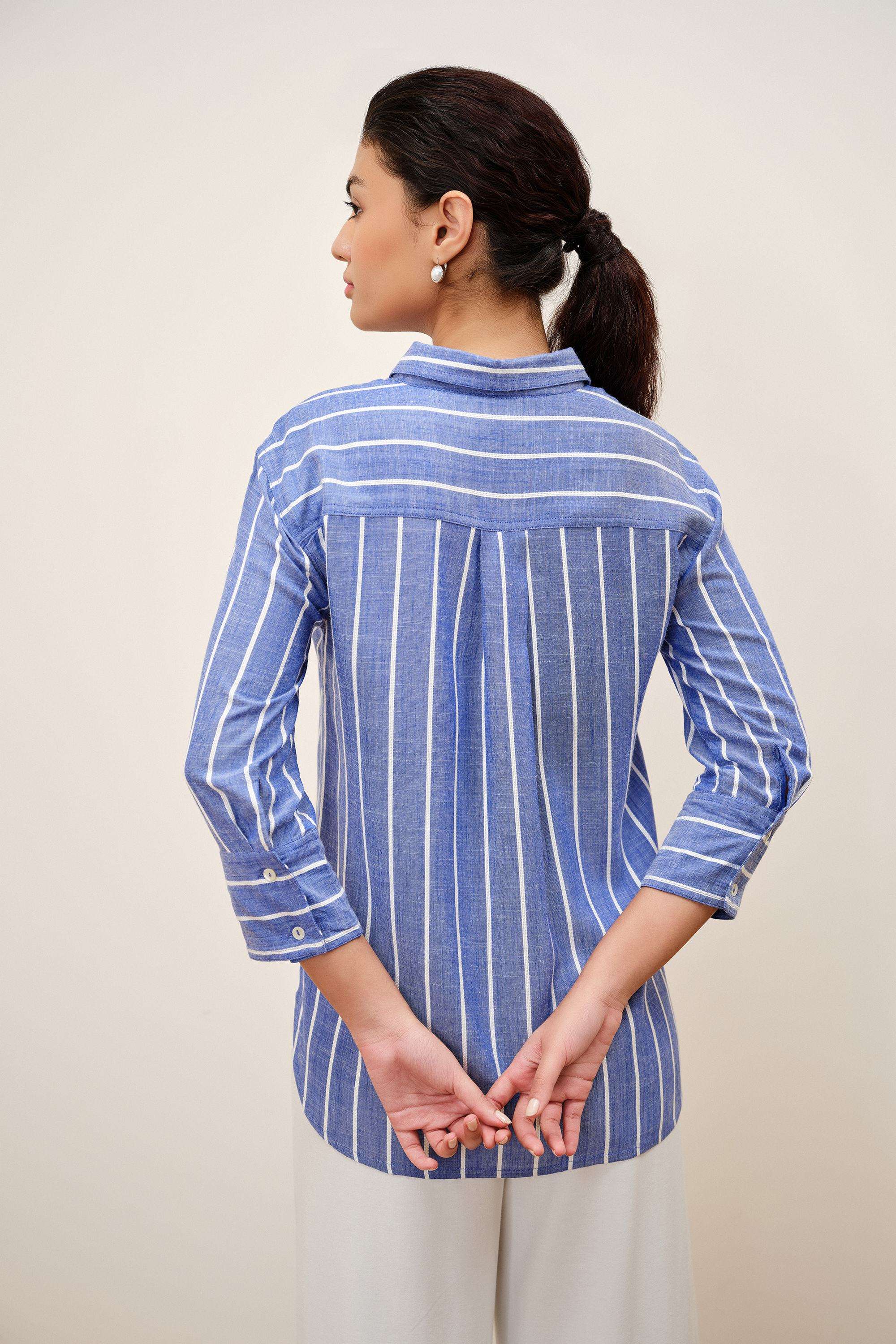 Solid-Blended-Fabric-Women-s-Shirt