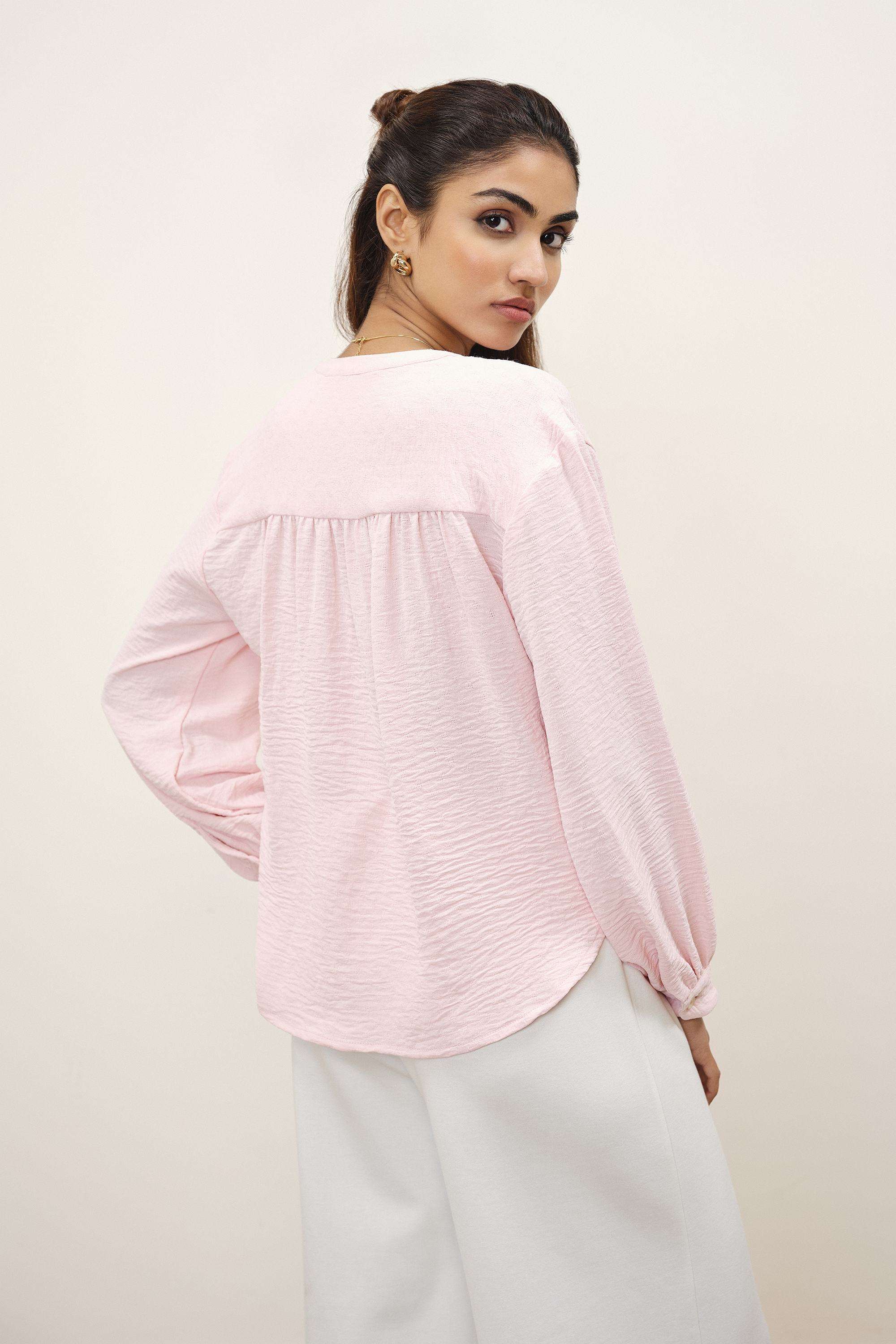 Solid-Blended-Fabric-Women-s-Shirt