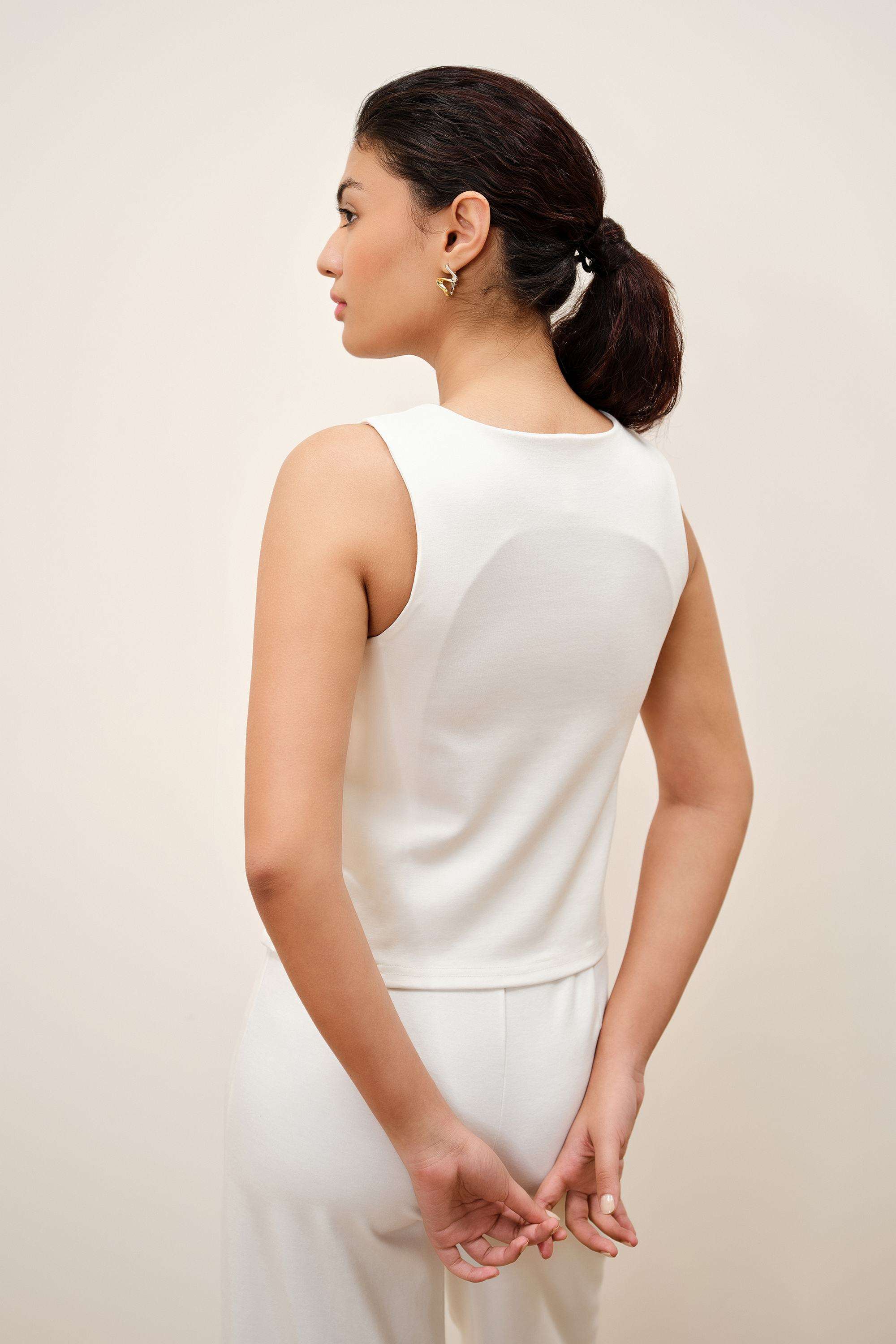 Solid-Blended-Fabric-Women-s-Top