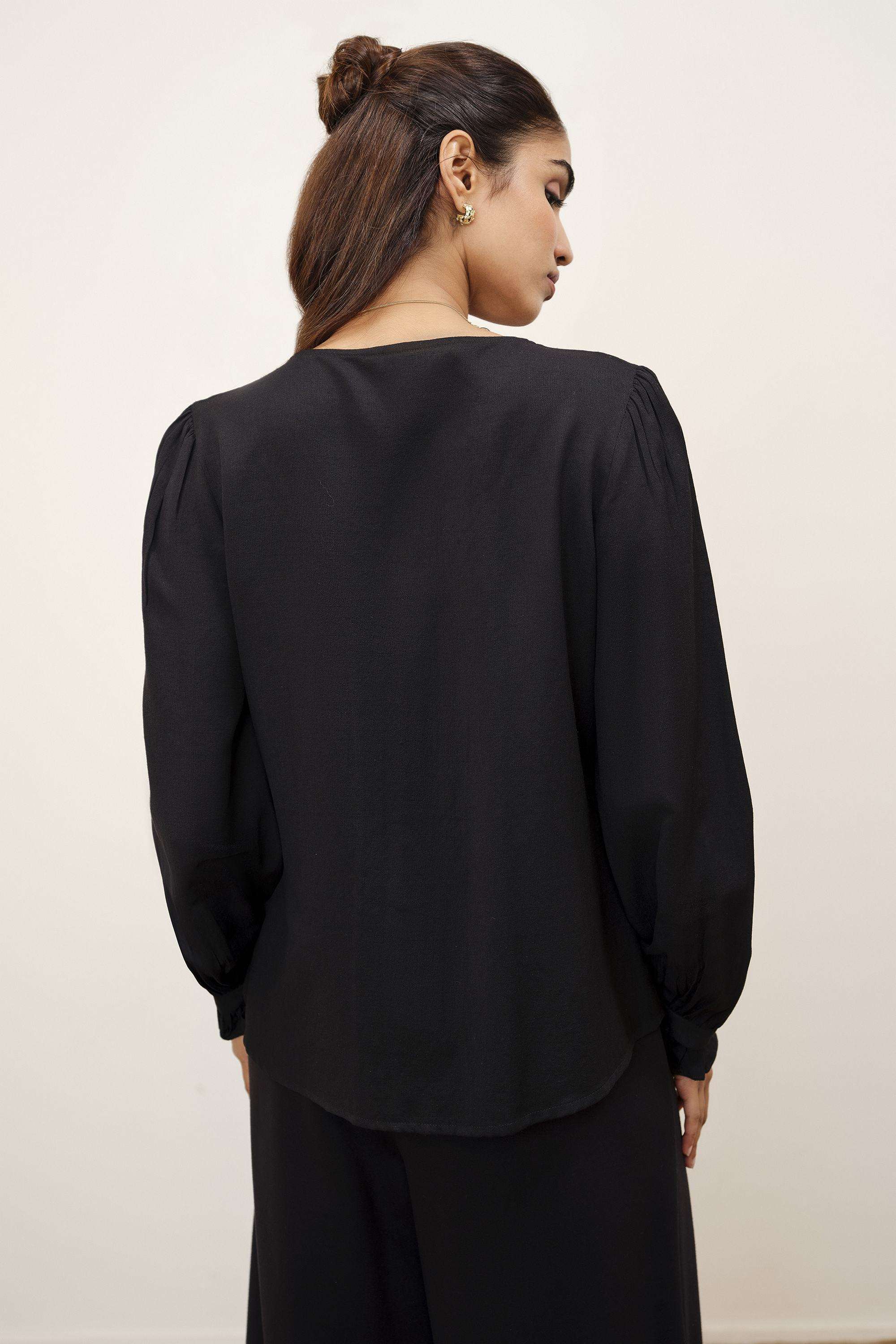 Solid-Blended-Fabric-Women-s-Top
