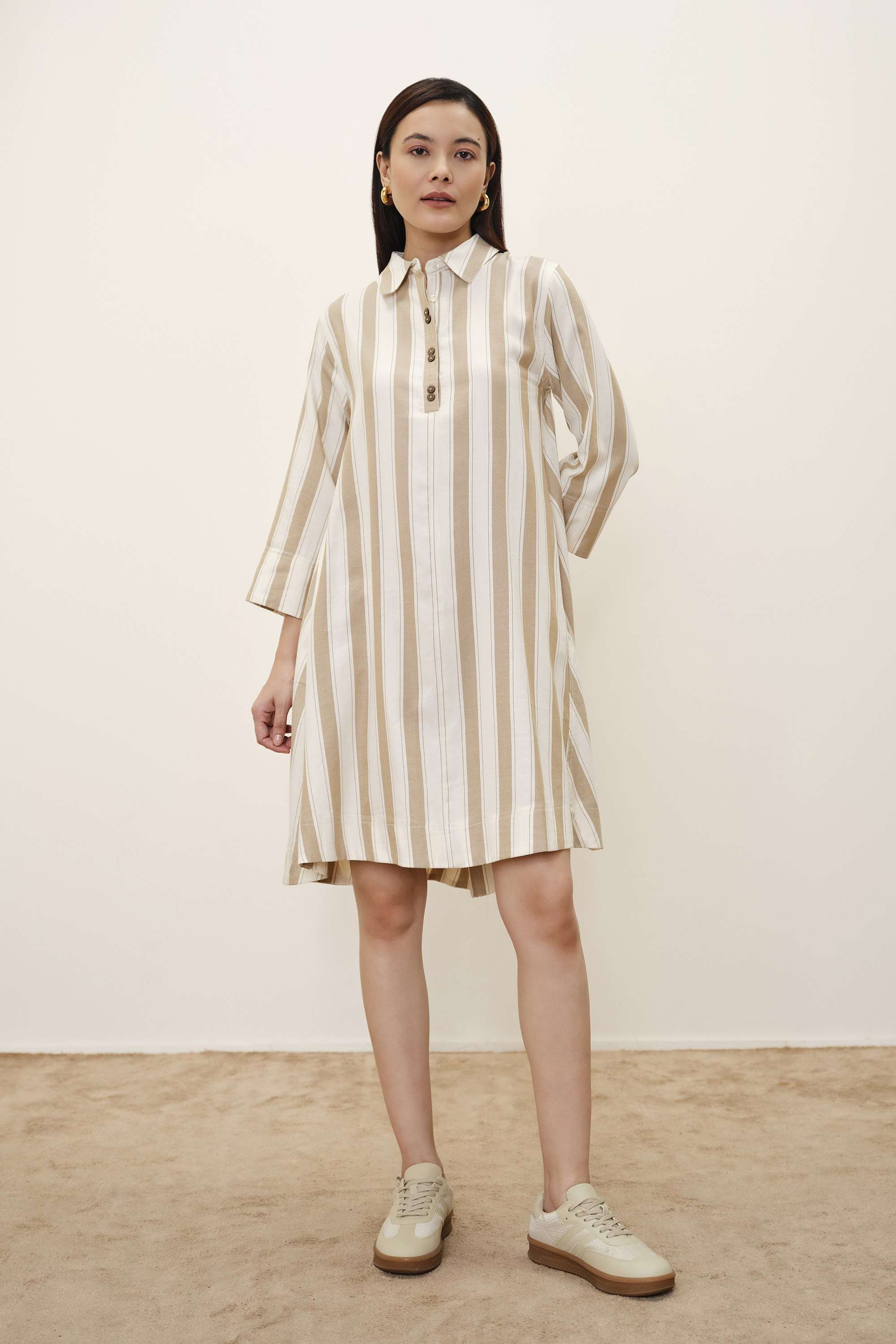 and Solid Viscose Collared Women's Dress-picture-26