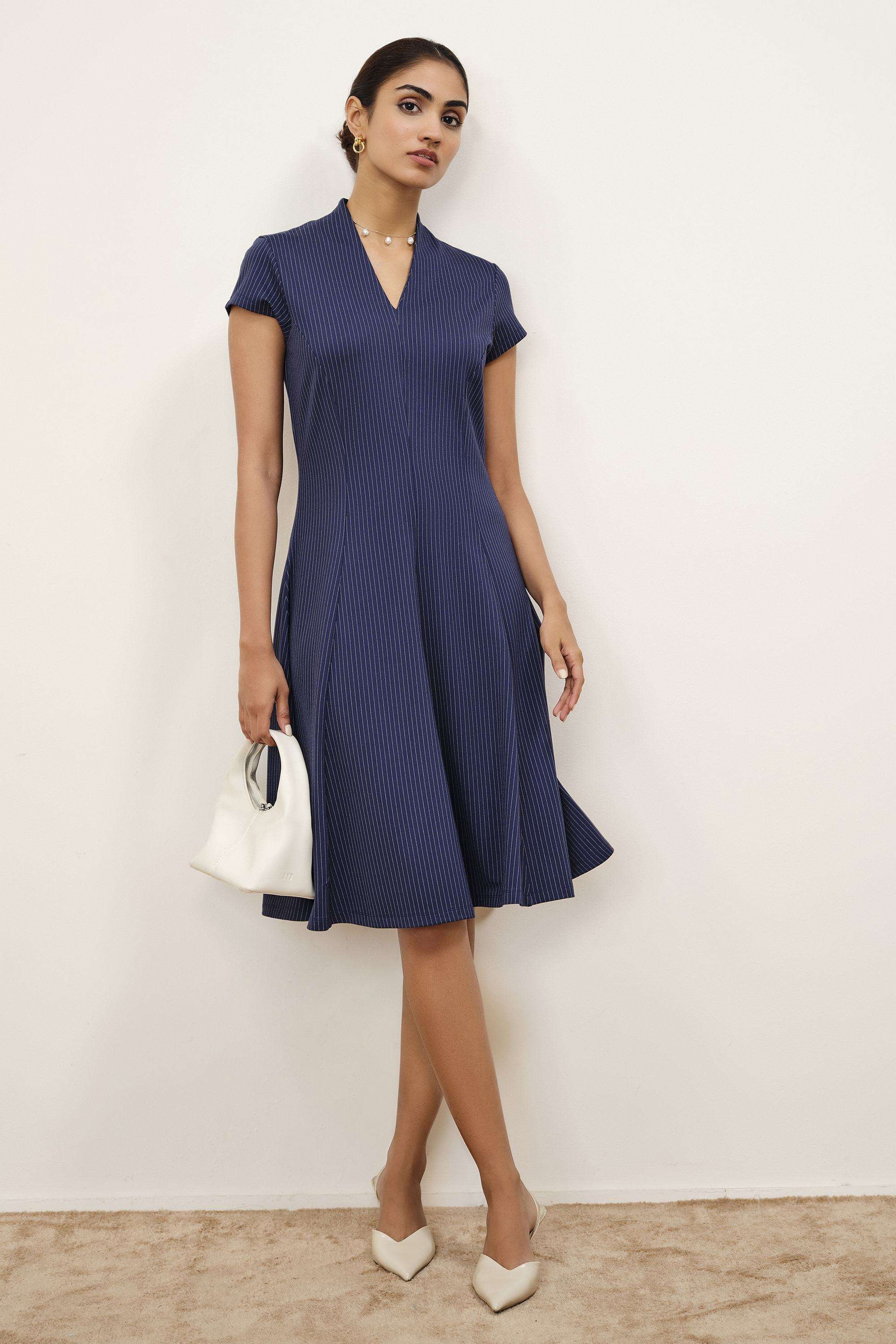 Solid-Blended-Fabric-Women-s-Dress