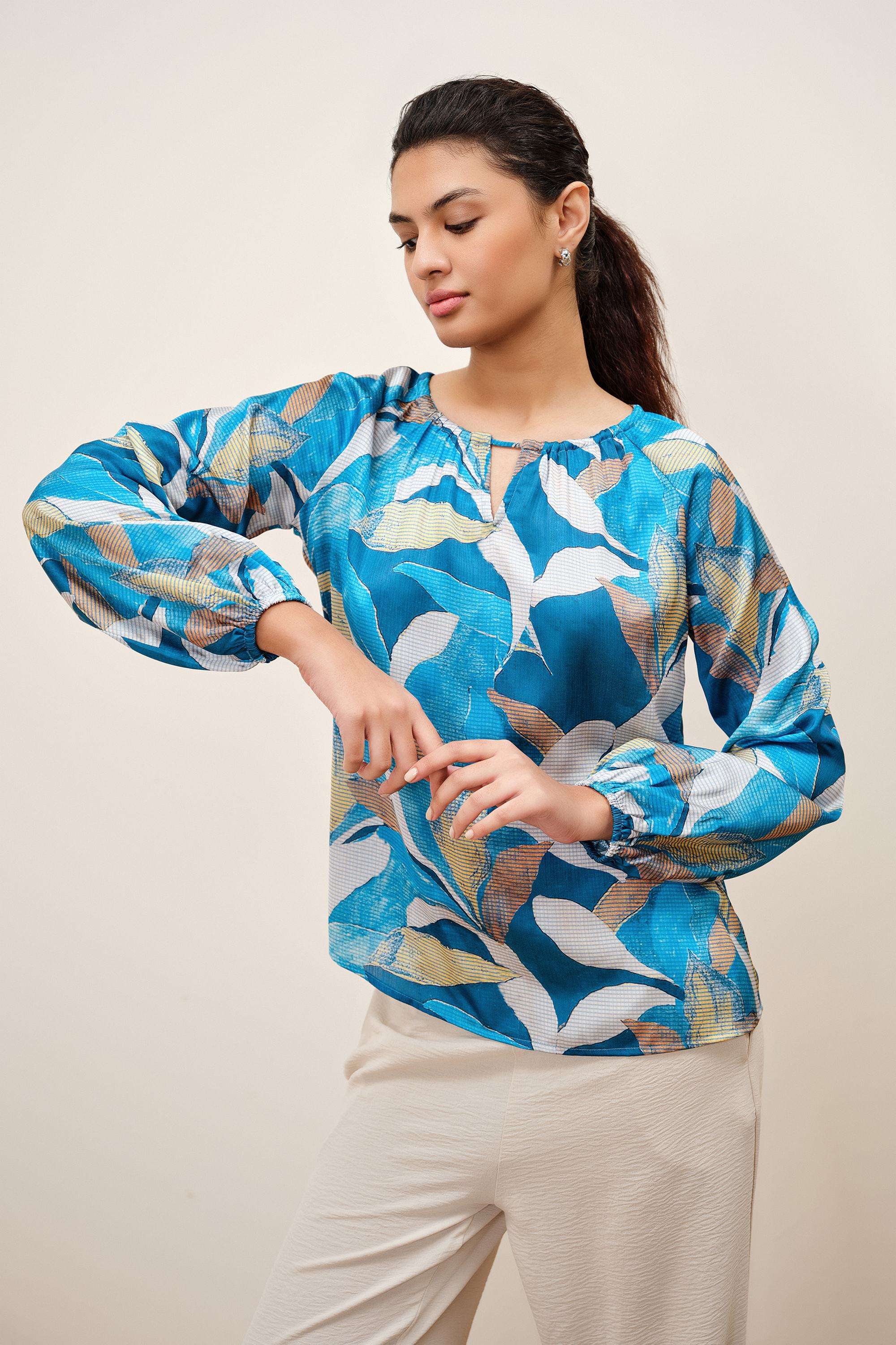 Solid-Blended-Fabric-Women-s-Top
