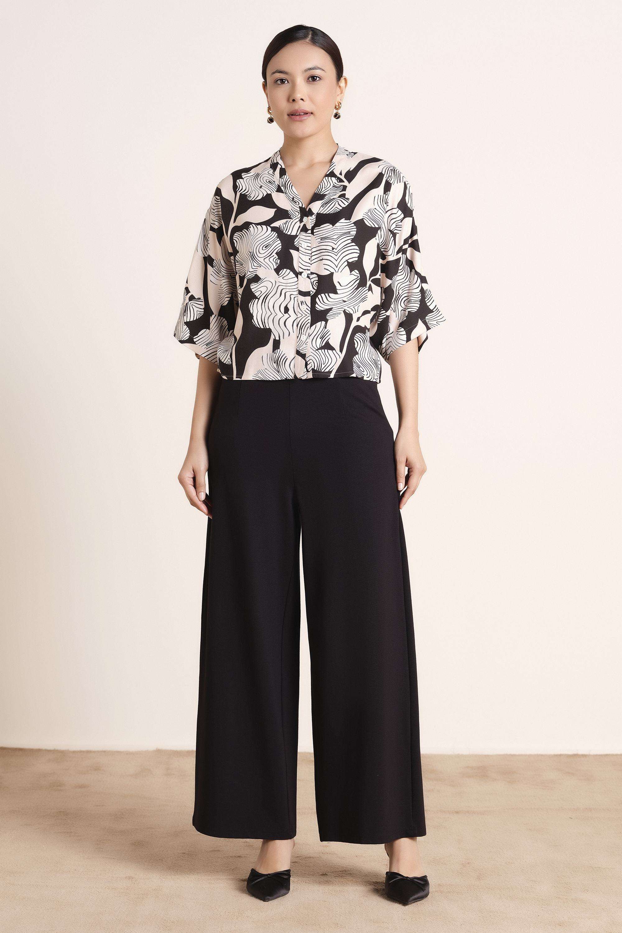 Solid-Blended-Fabric-Women-s-Top