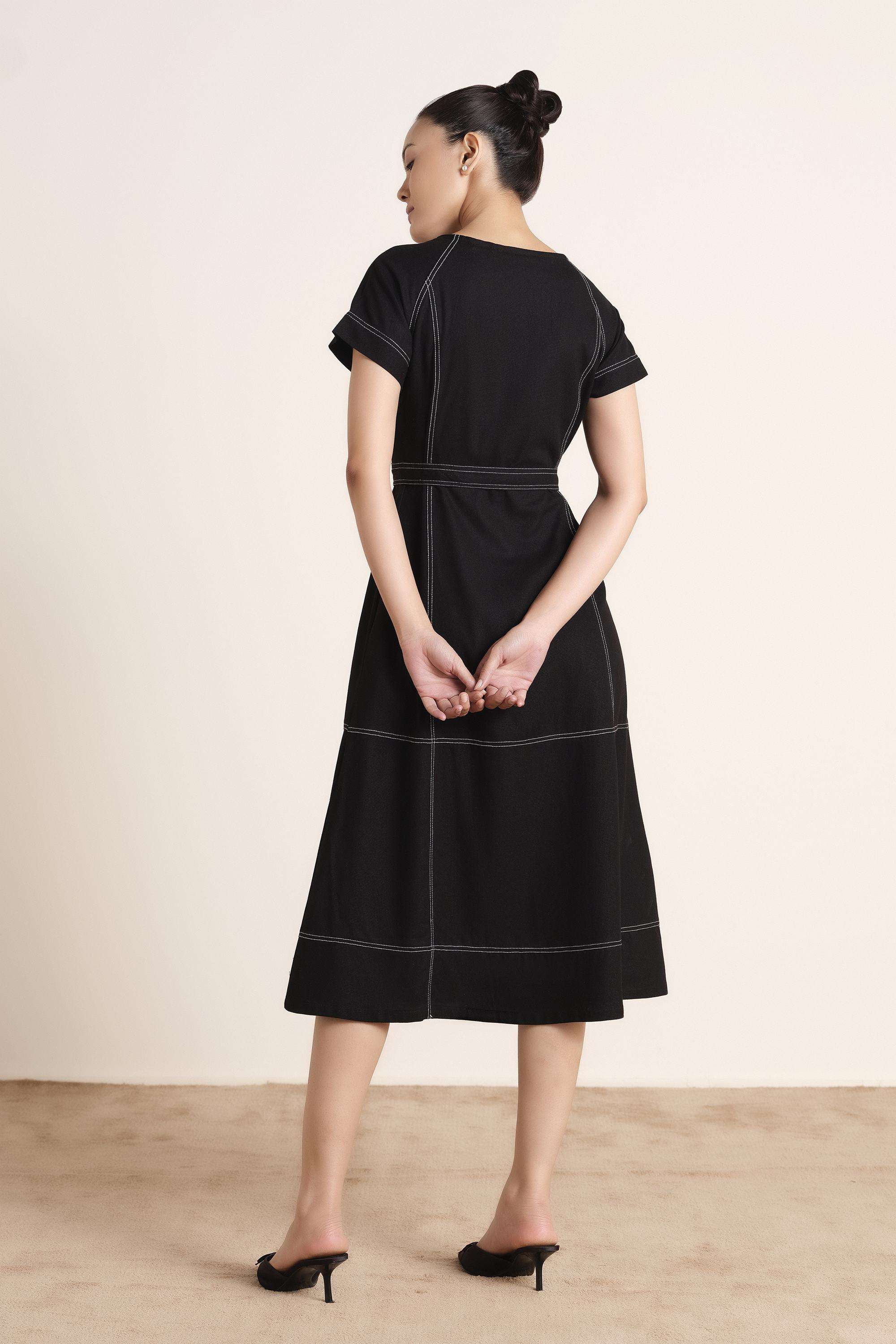 Solid-Blended-Fabric-Women-Dress